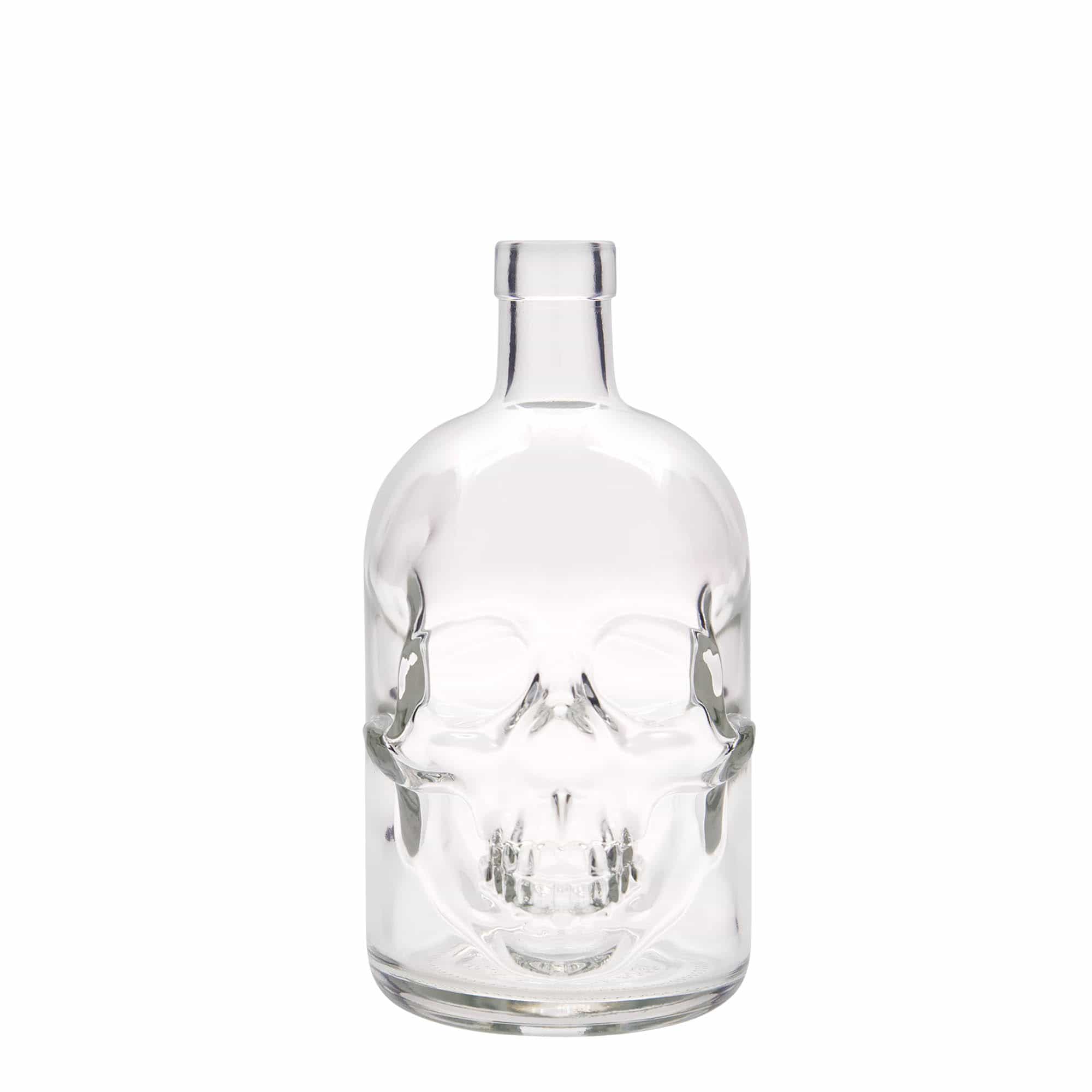 700 ml skleněná láhev „Lebka“, hrdlo: korkové