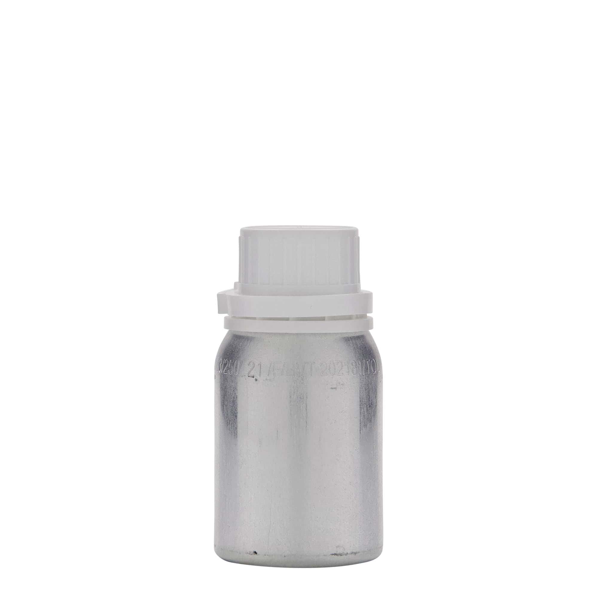 125 ml hliníková láhev, kov, stříbrná, hrdlo: DIN 32