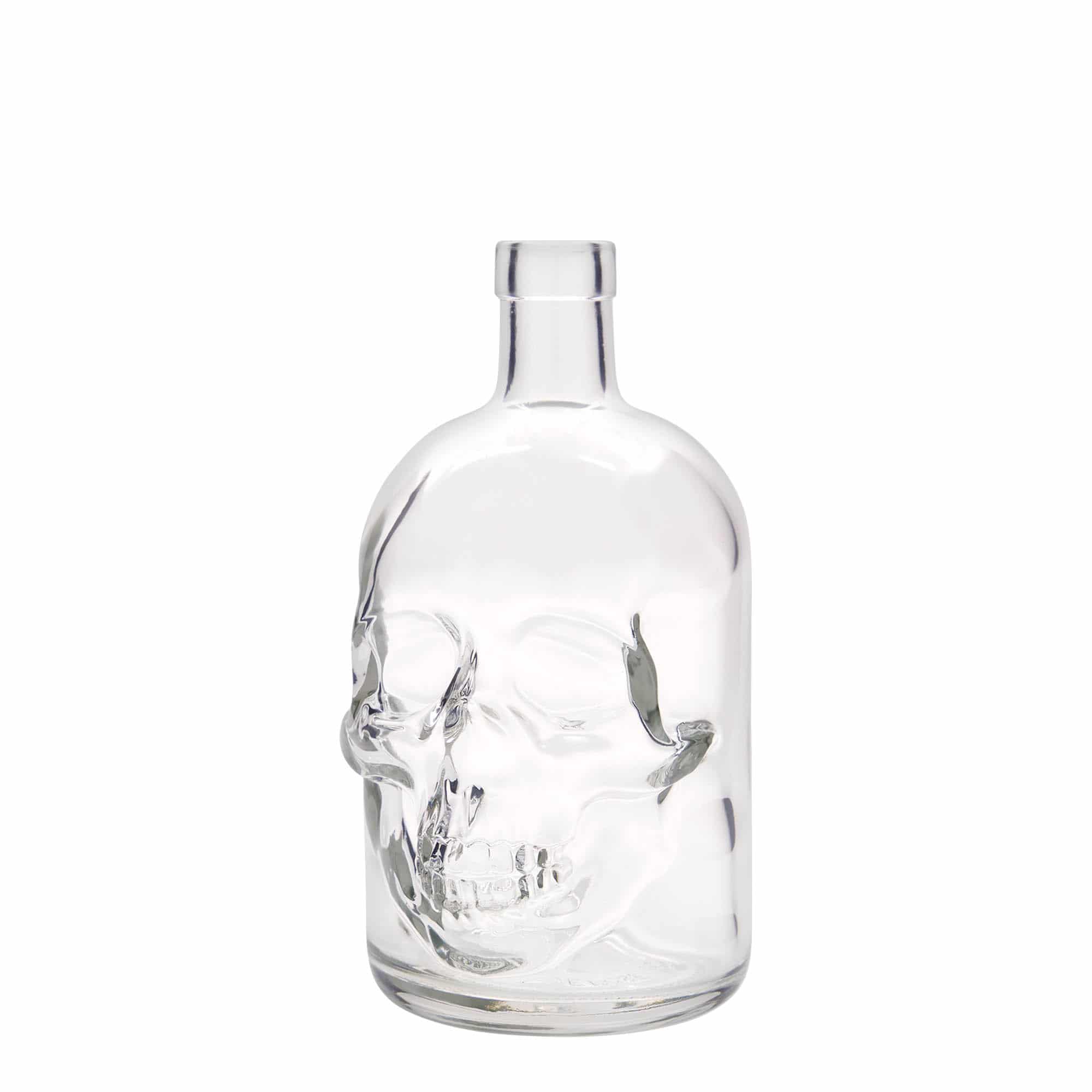 Skleněná lahev 700 ml 'Lebka', uzávěr: korek