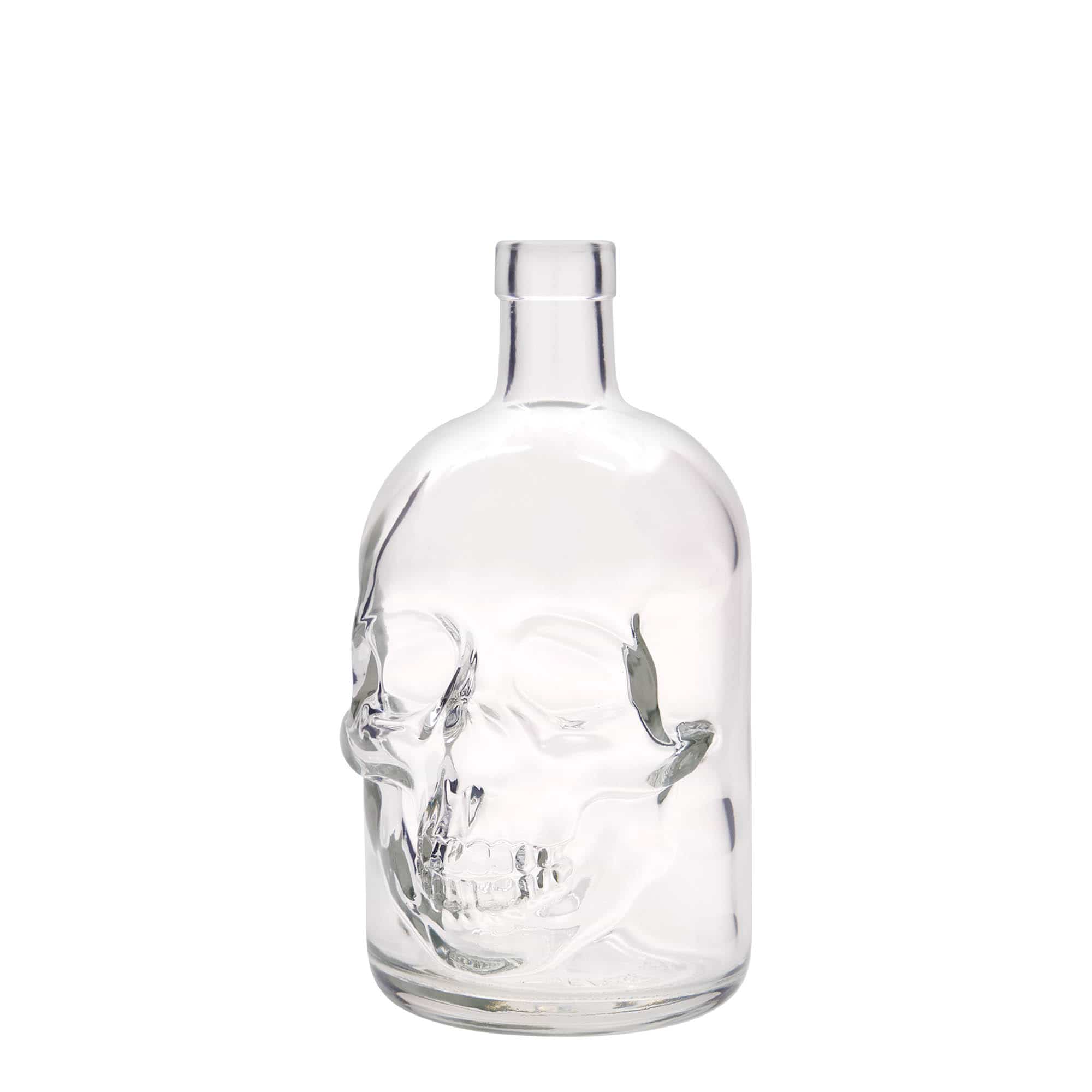 700 ml skleněná láhev „Lebka“, hrdlo: korkové