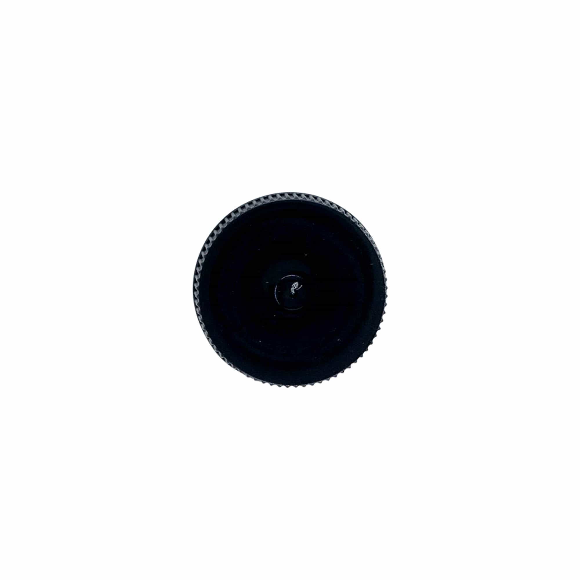 Šroubovací uzávěr s EPE vložkou, PE plast, černý, pro hrdlo: DIN 25