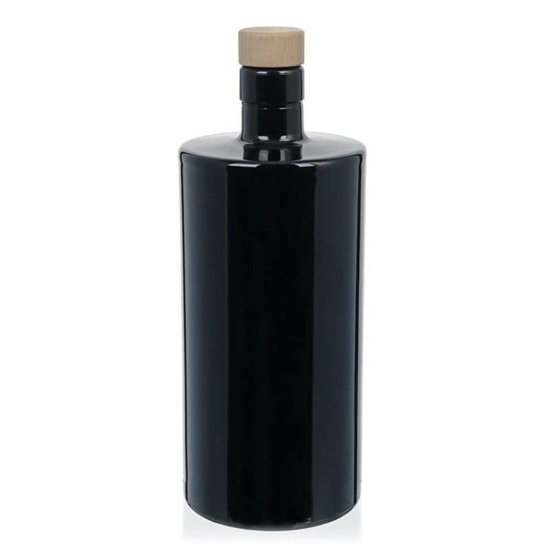 Skleněná lahev 700 ml 'Carla', černá, uzávěr: korek