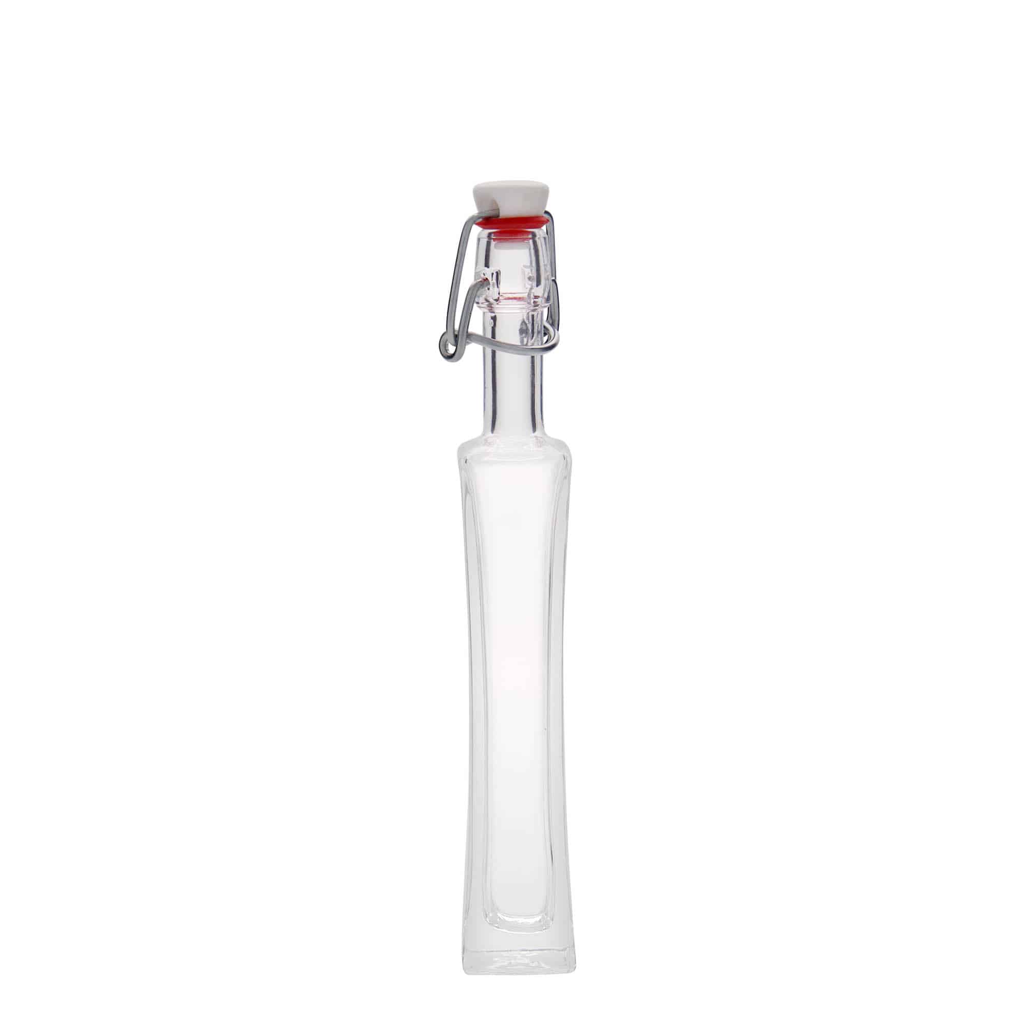 Skleněná lahev 40 ml 'Koko', čtvercová, uzávěr: třmenový uzávěr