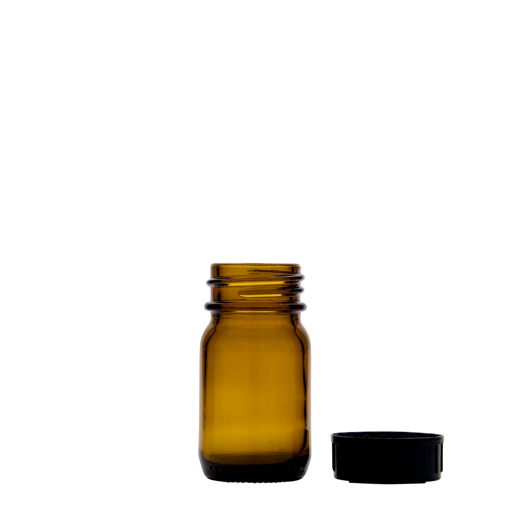 30 ml širokohrdlá sklenice, hnědá, hrdlo: DIN 32