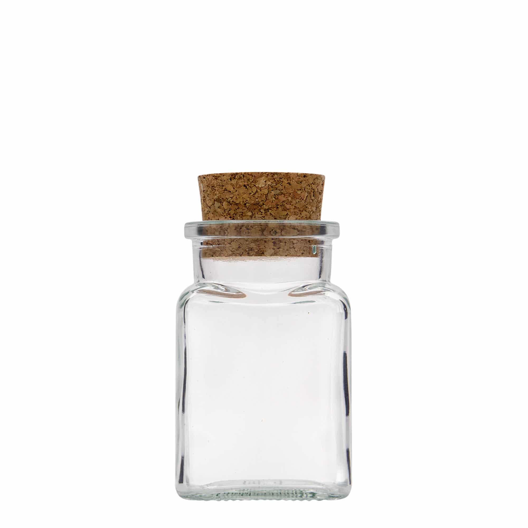 Sklenice s korkovým uzávěrem 150 ml, čtvercová, uzávěr: korek