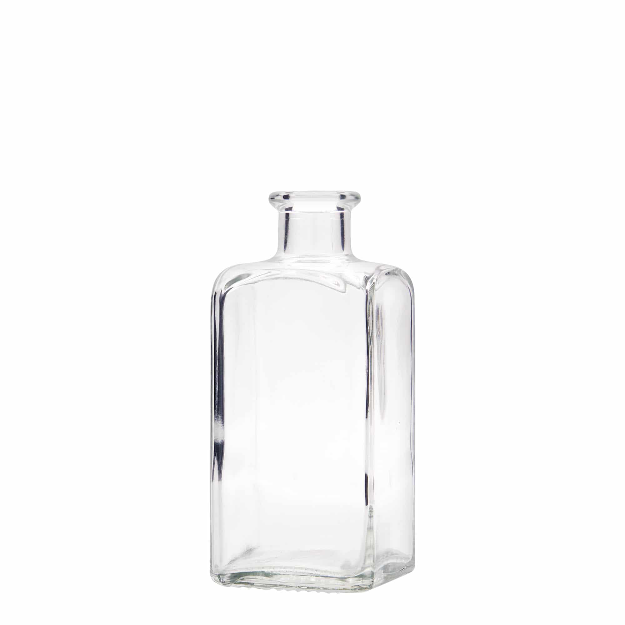 Skleněná lahev 250 ml lékárenská Carré, hranatá, uzávěr: korek