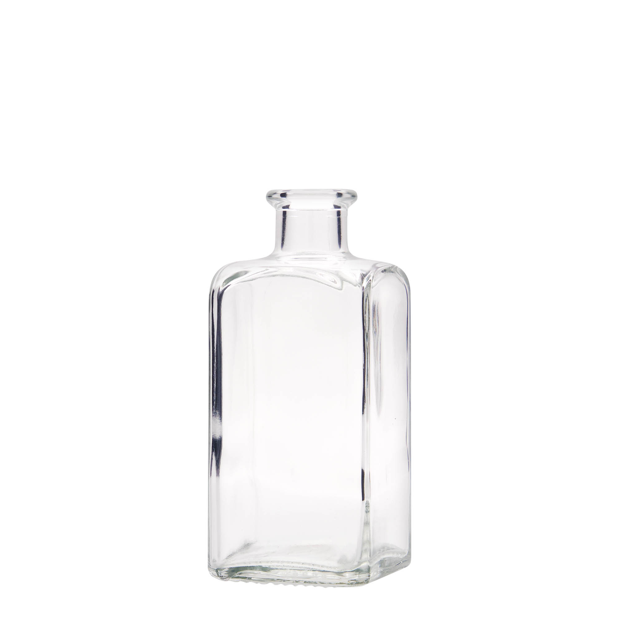 250 ml skleněná láhev Apotheker Carré, čtvercová, hrdlo: korek