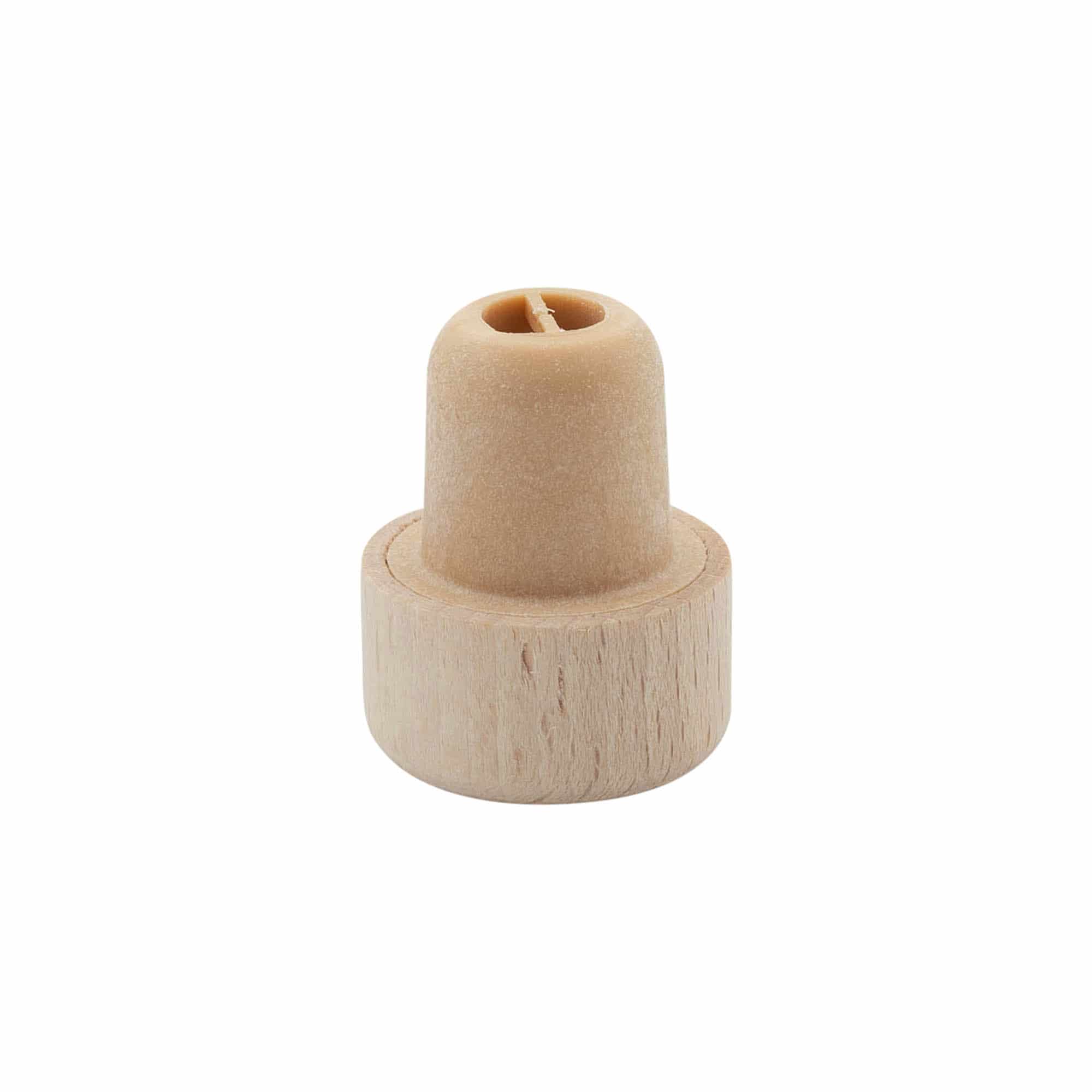 Korek s úchytem a dávkovacím otvorem 19 mm, plast-dřevo/plast, barevný, pro uzávěr: korek