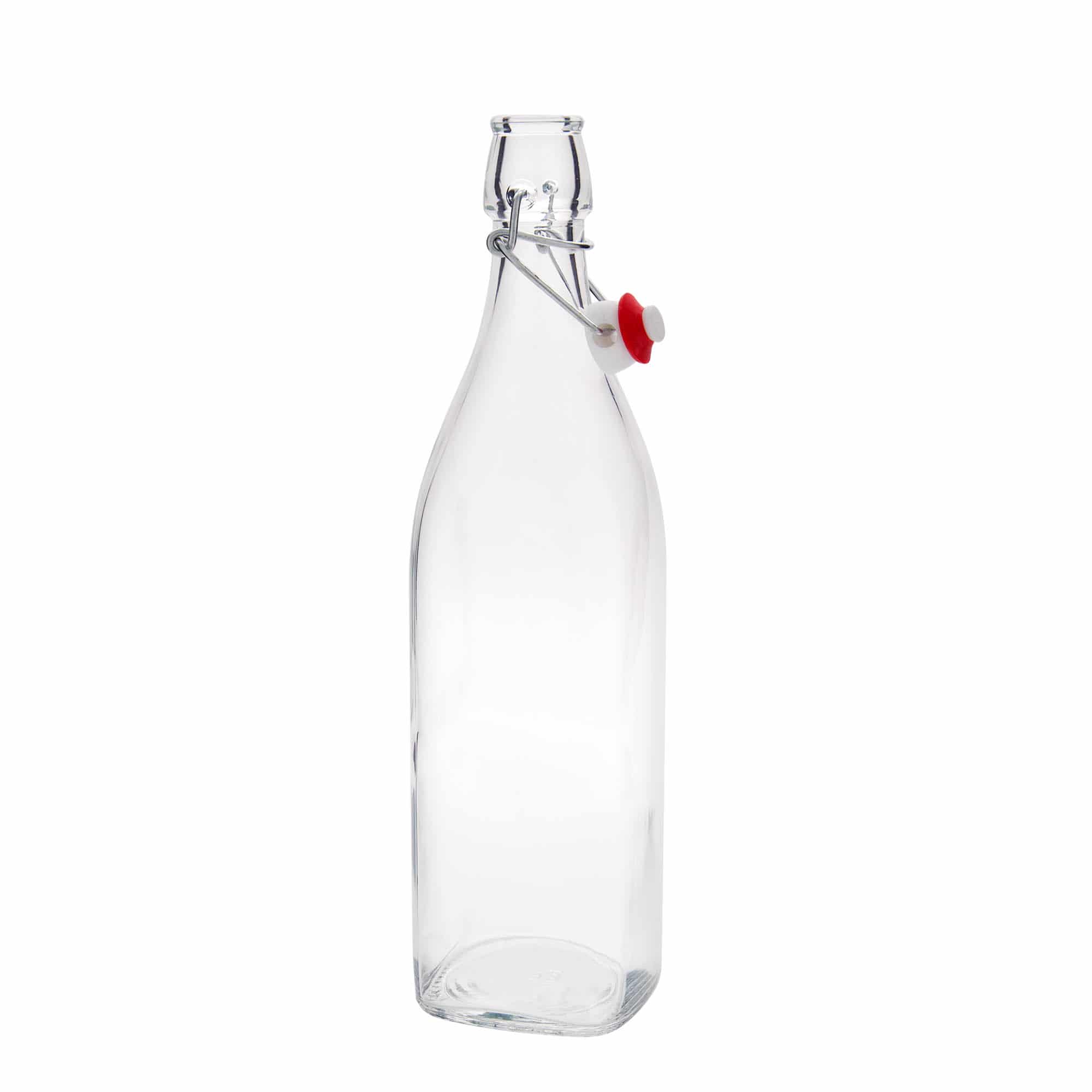 1.000 ml skleněná láhev 'Swing, čtvercová, hrdlo: uzávěr s pákou