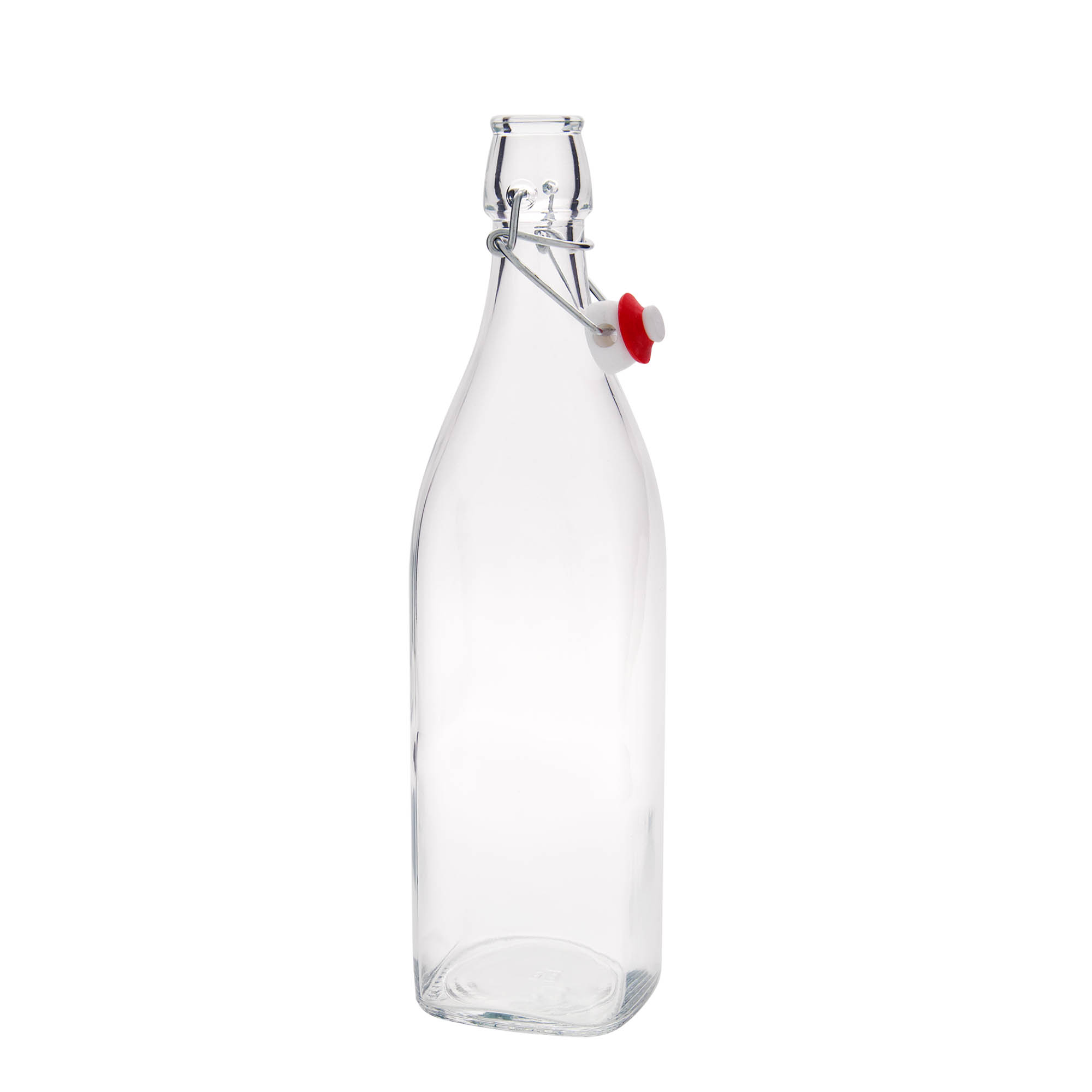 1.000 ml skleněná láhev „Swing, čtvercová, hrdlo: uzávěr s pákou