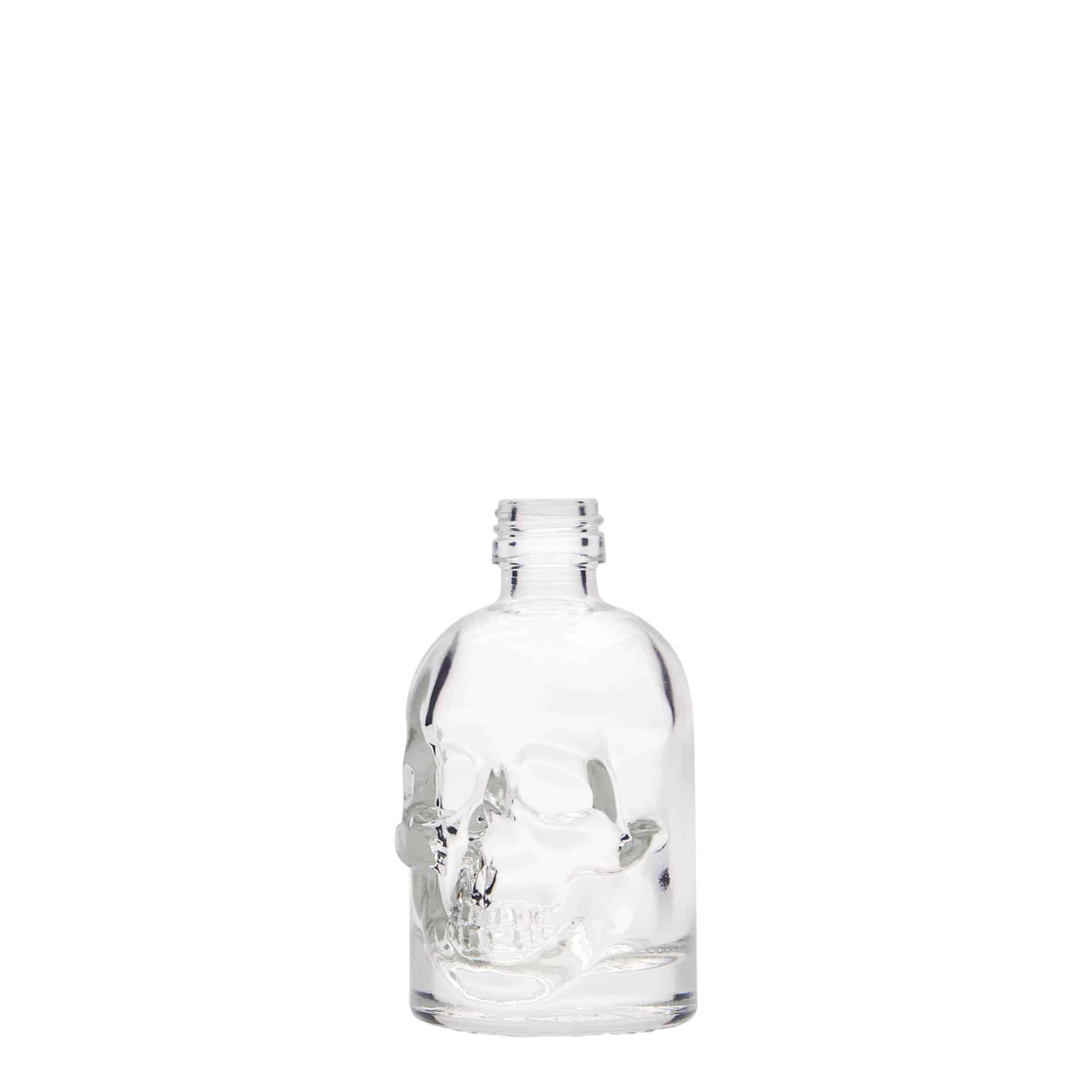 50 ml skleněná lahvička 'Lebka', hrdlo: PP 18