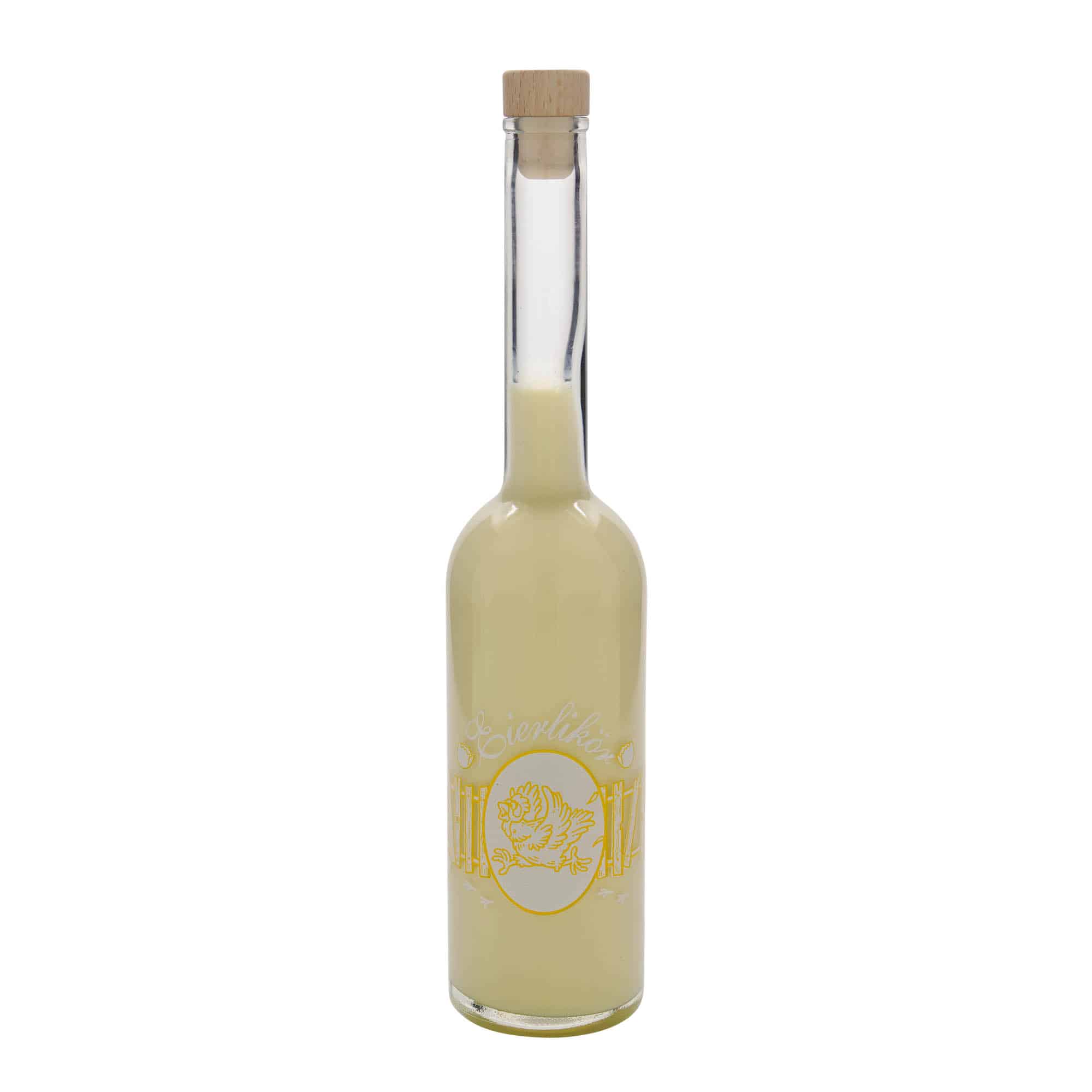 Skleněná lahev 500 ml 'Opera', motiv: Vaječný likér, uzávěr: korek