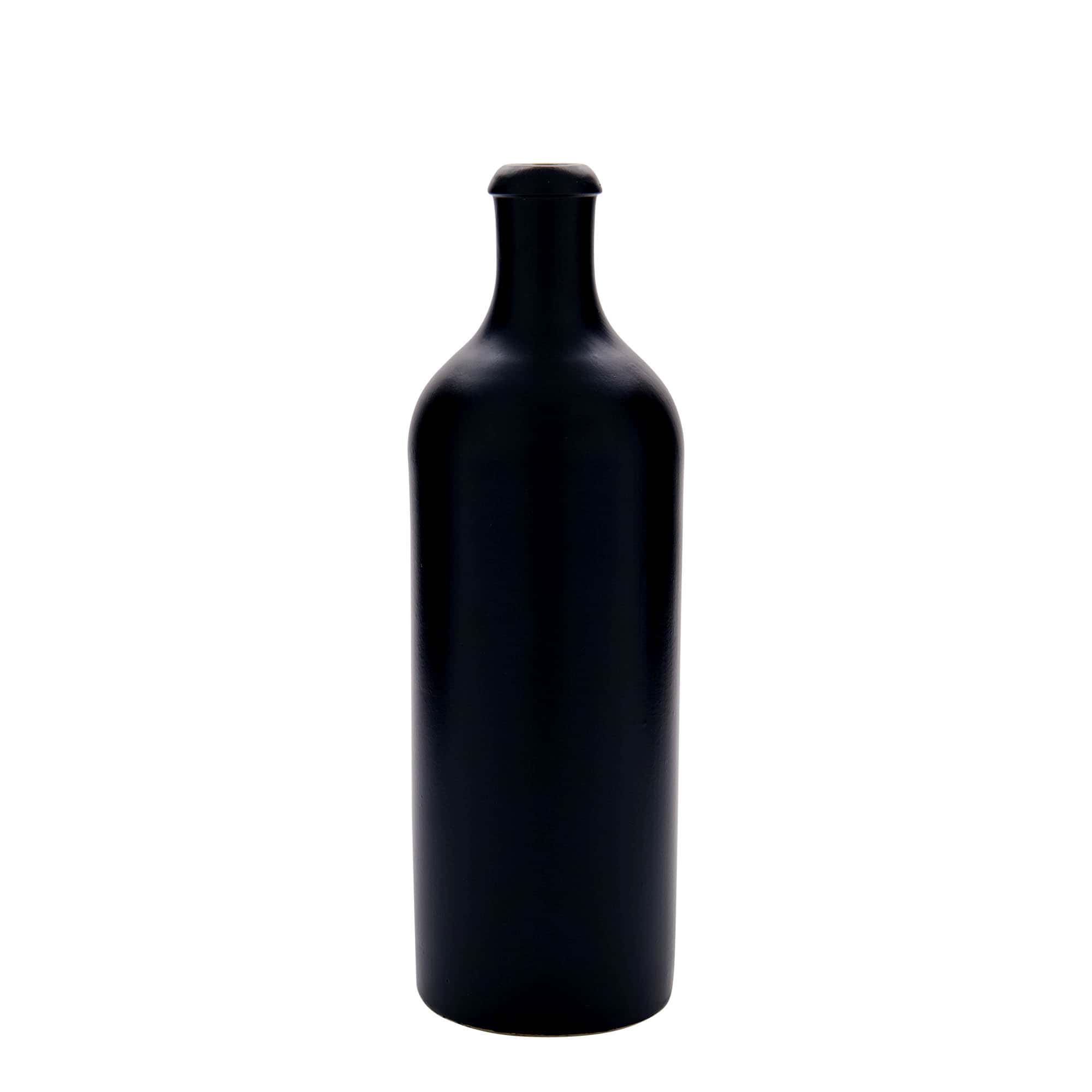 Hliněný džbán 750 ml, keramika, černý, uzávěr: korek Hliněný džbán 750 ml, keramika, černý, uzávěr: korek