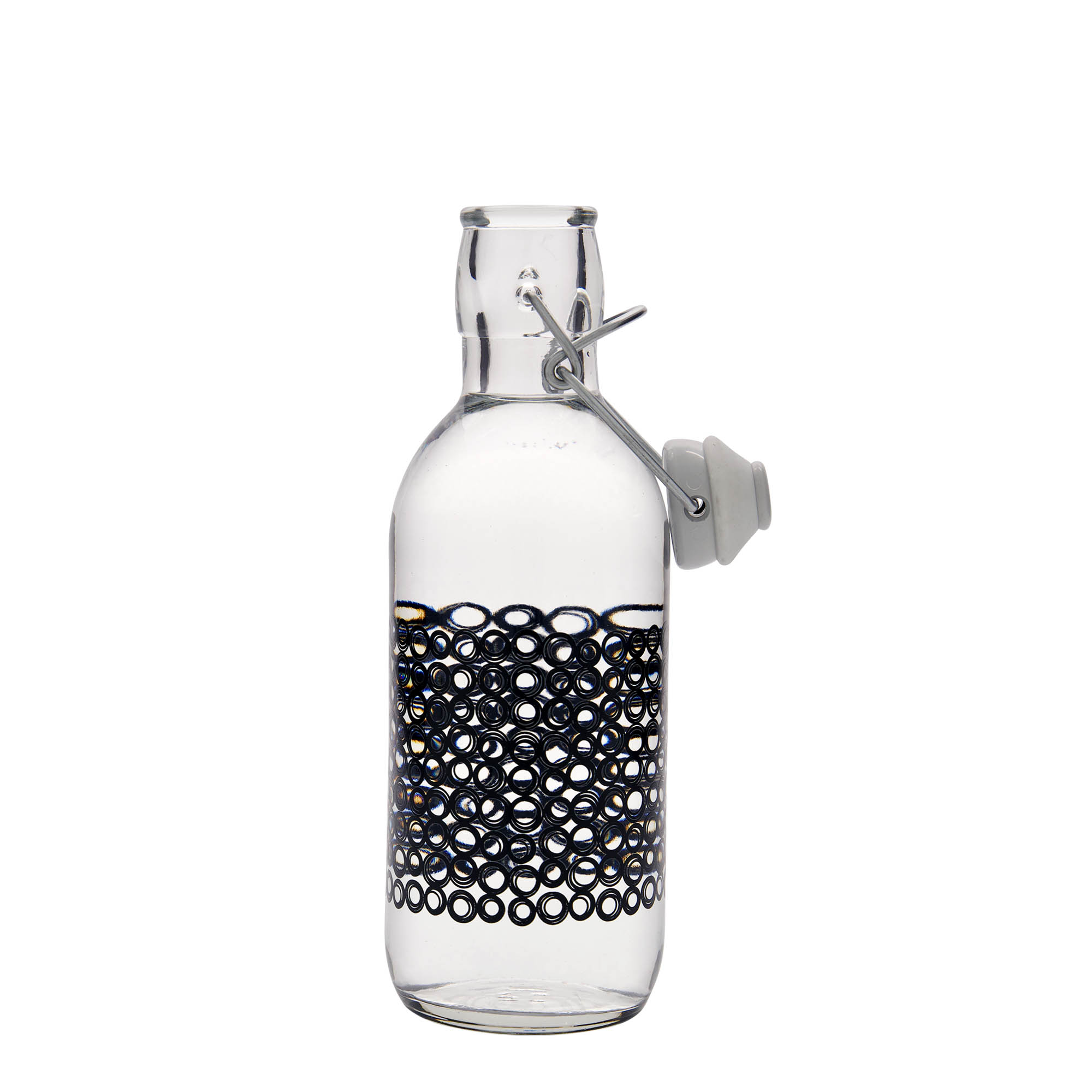 500 ml skleněná láhev 'Emilia', motiv: Circola nero, hrdlo: uzávěr na pákový klip 500 ml skleněná láhev 'Emilia', motiv: Circola nero, hrdlo: uzávěr na pákový klip