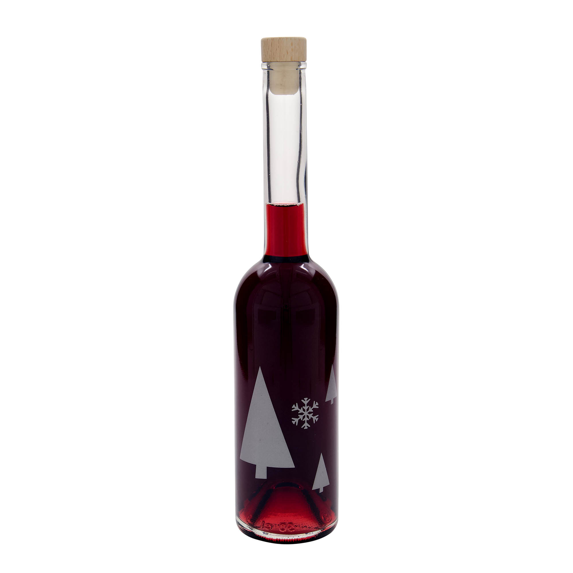500 ml skleněná láhev 'Opera', motiv: sněhové vločky, hrdlo: korek