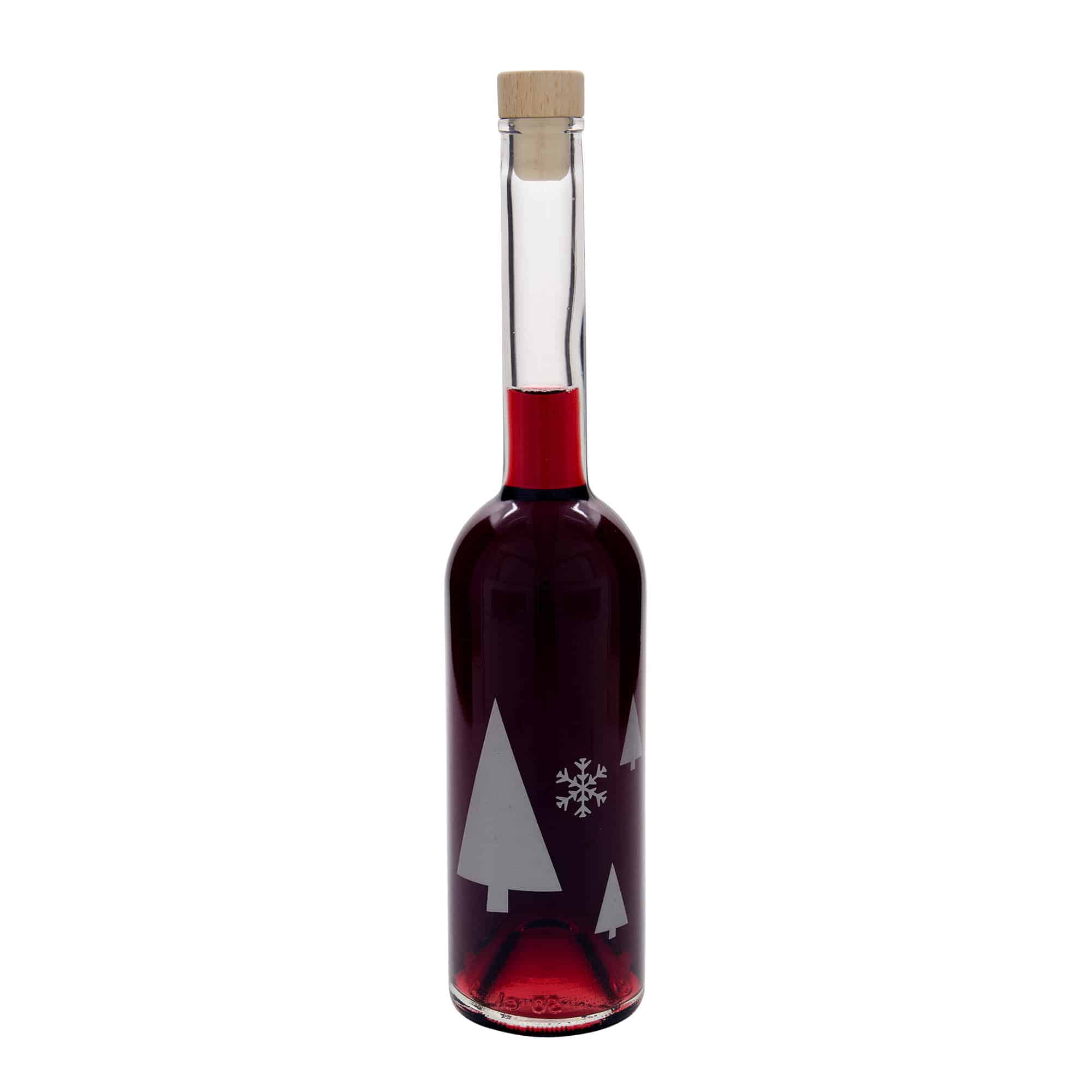 500 ml skleněná láhev 'Opera', motiv: sněhové vločky, hrdlo: korek