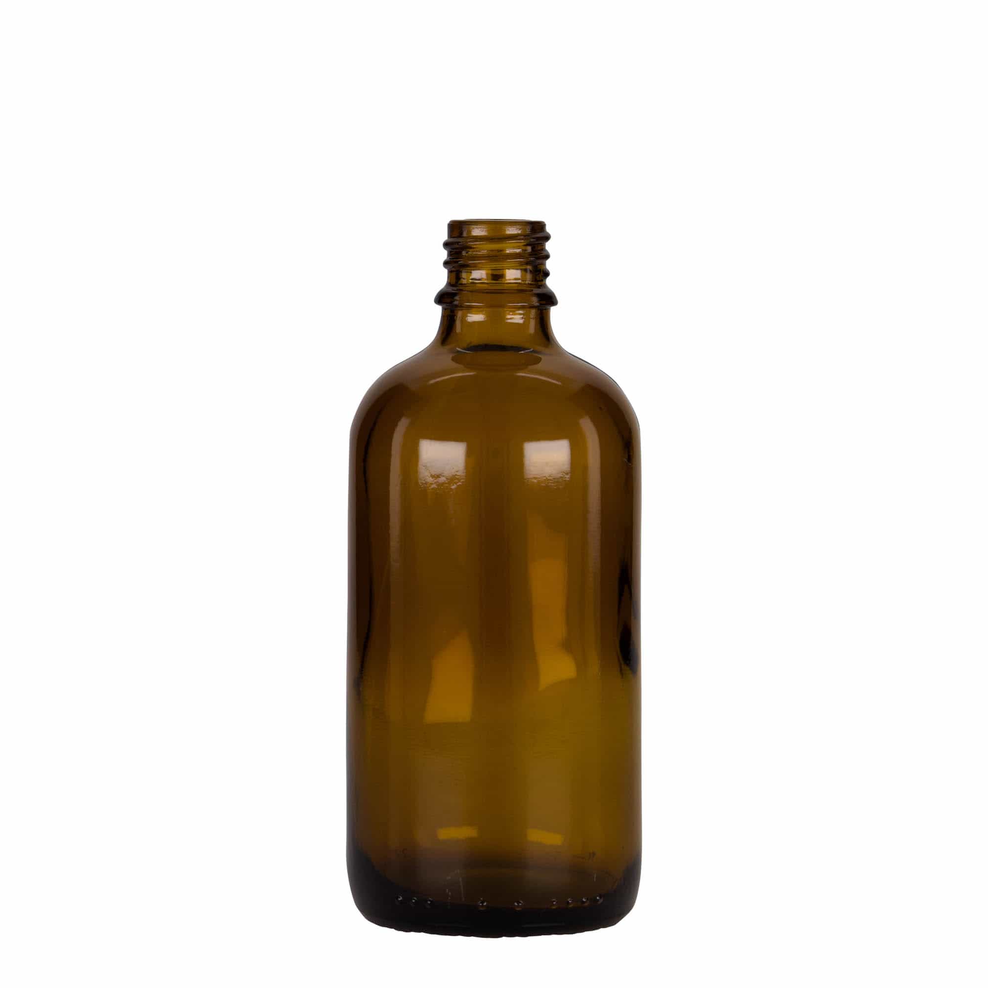 100 ml kapátková lahvička lékařská, sklo, hnědo-černá, hrdlo: DIN 18