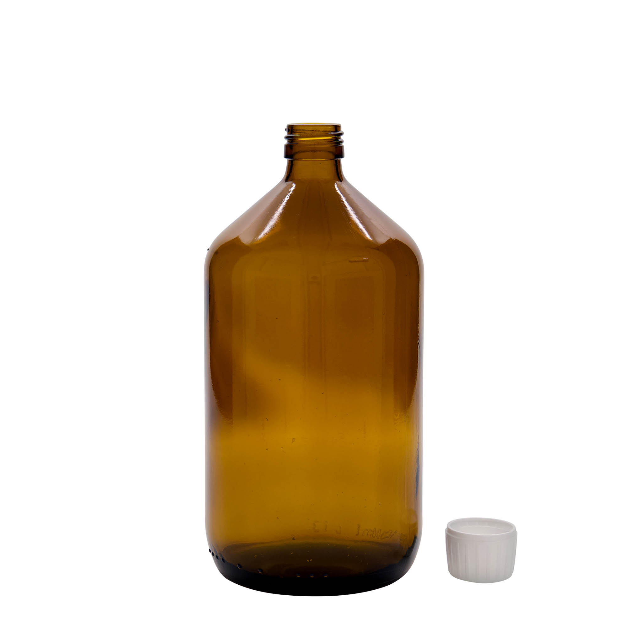 1.000 ml lékárenská lahvička, hnědá, sklo, hrdlo: PP 28