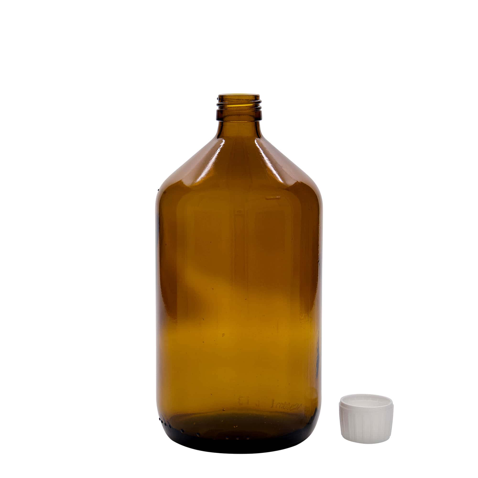1.000 ml lékárenská lahvička, hnědá, sklo, hrdlo: PP 28