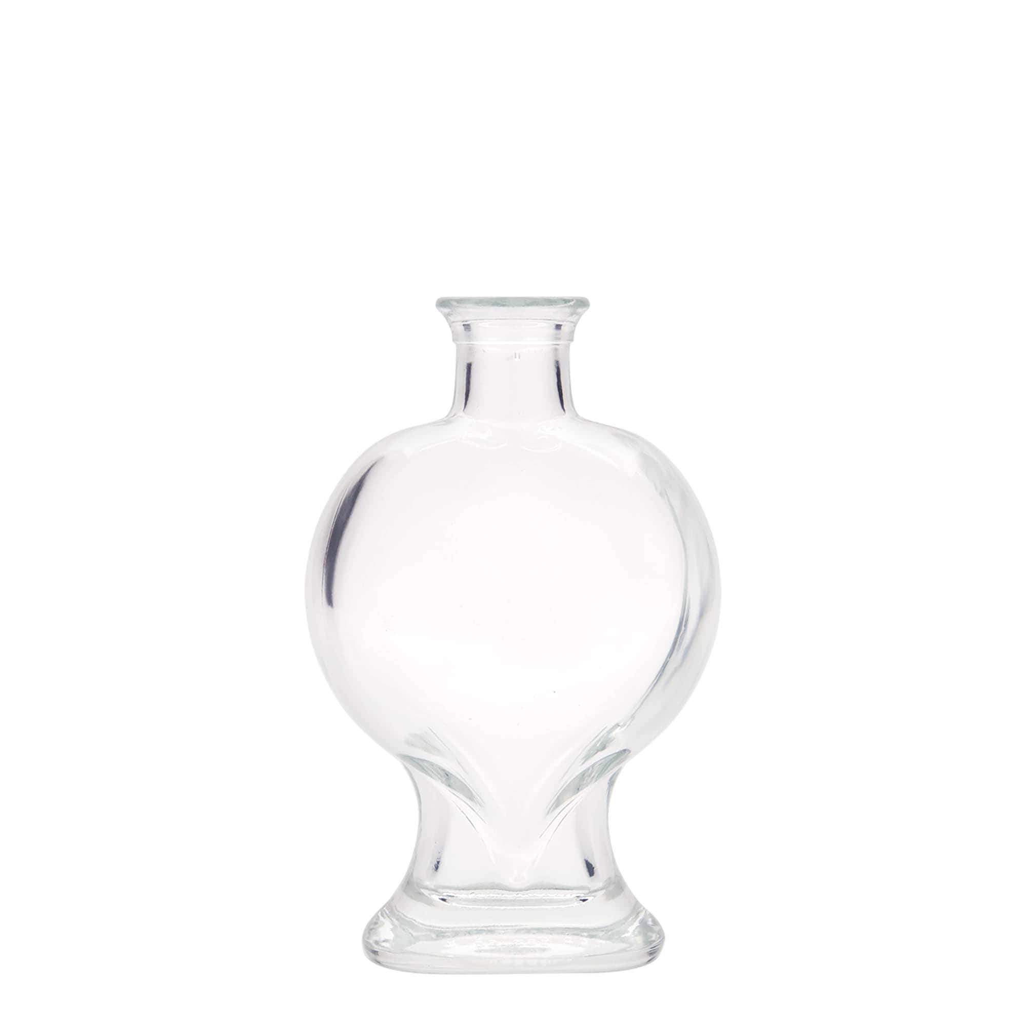 200 ml skleněná láhev „Srdce“, hrdlo: korek