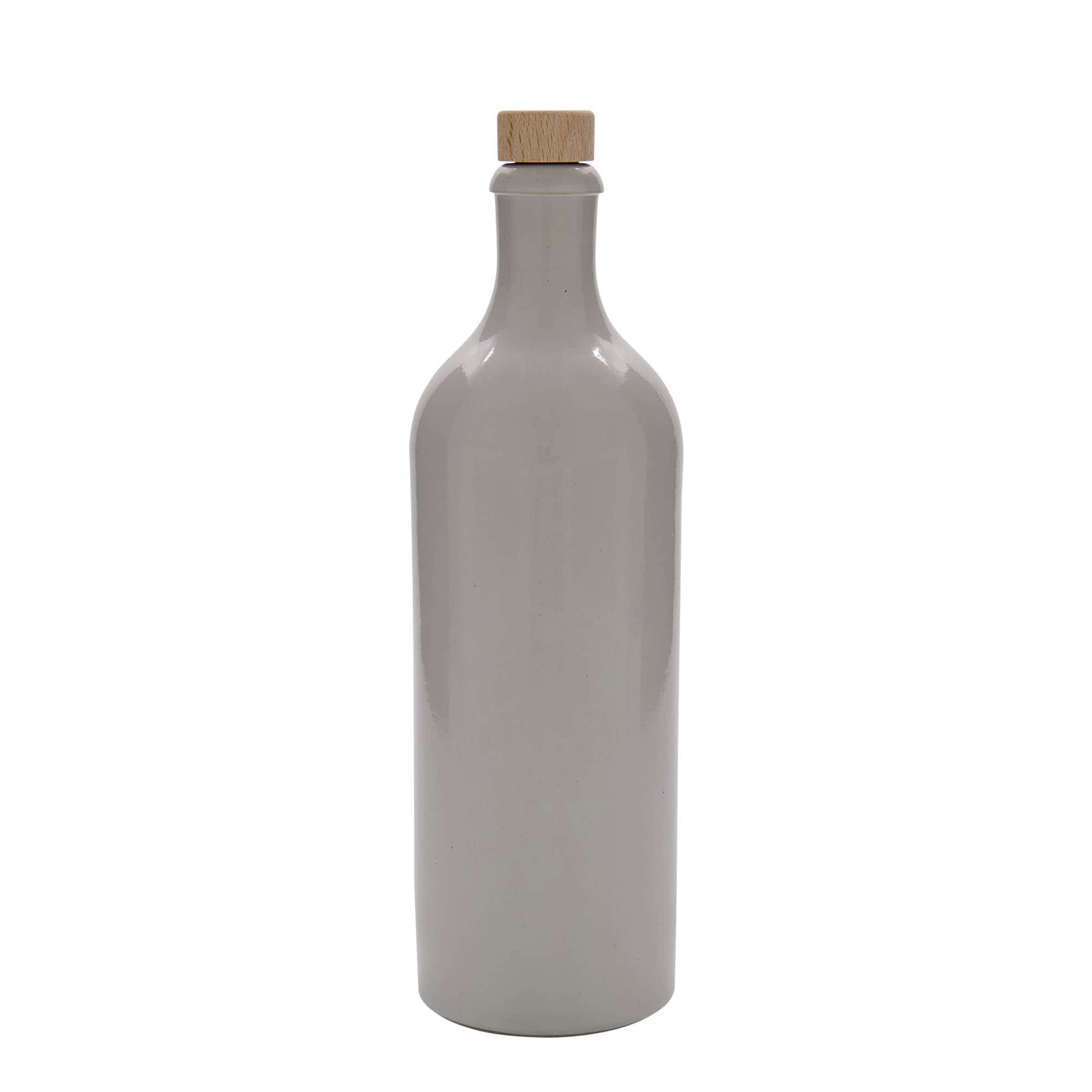 750 ml keramická džbán, kamenina, bílá, hrdlo: korek