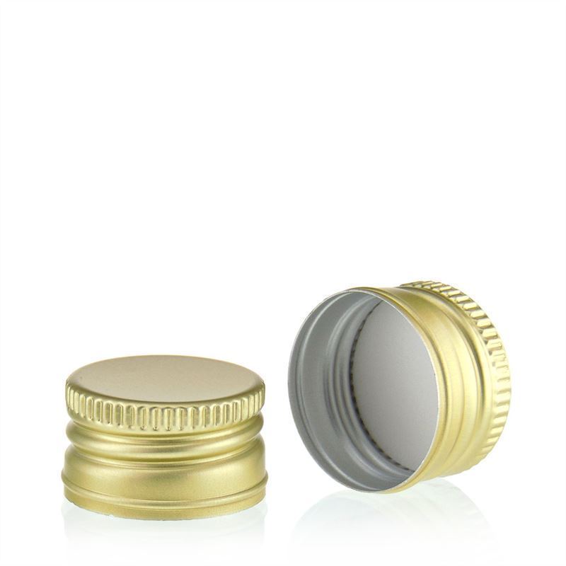 Šroubovací uzávěr, kovový, zlatý, pro hrdlo: PP 28 Šroubovací uzávěr, kovový, zlatý, pro hrdlo: PP 28