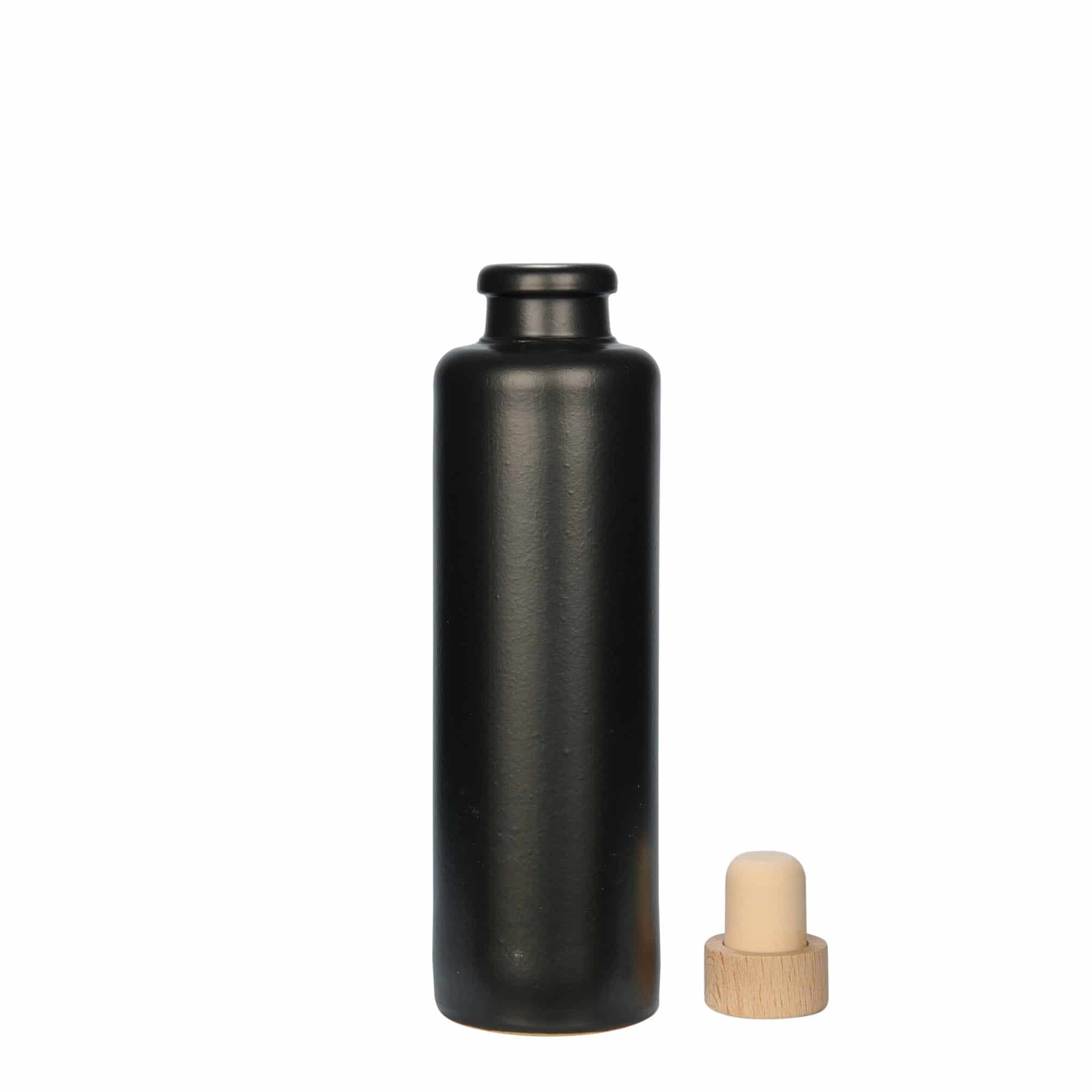 200 ml keramický džbán, kamenina, černý, hrdlo: korek
