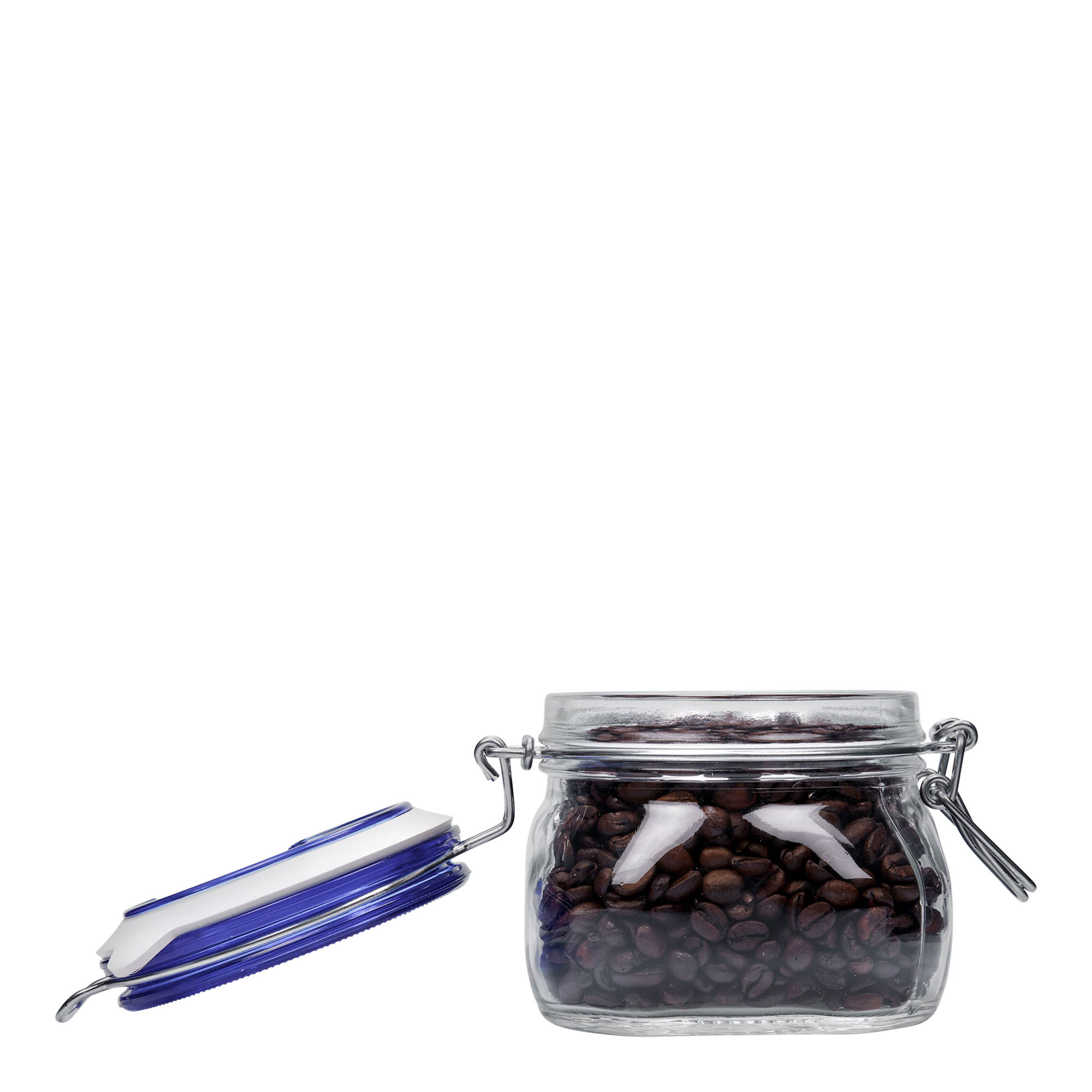 500 ml drátěná zátka sklenice 'Fido' modrý uzávěr, čtvercová, hrdlo: drátěný uzávěr 500 ml drátěná zátka sklenice 'Fido' modrý uzávěr, čtvercová, hrdlo: drátěný uzávěr