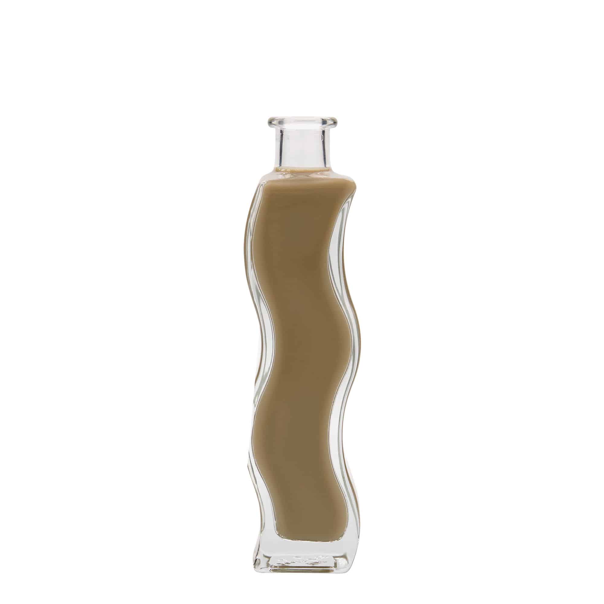 Skleněná lahev 200 ml 'Vlna', čtvercová, uzávěr: korek