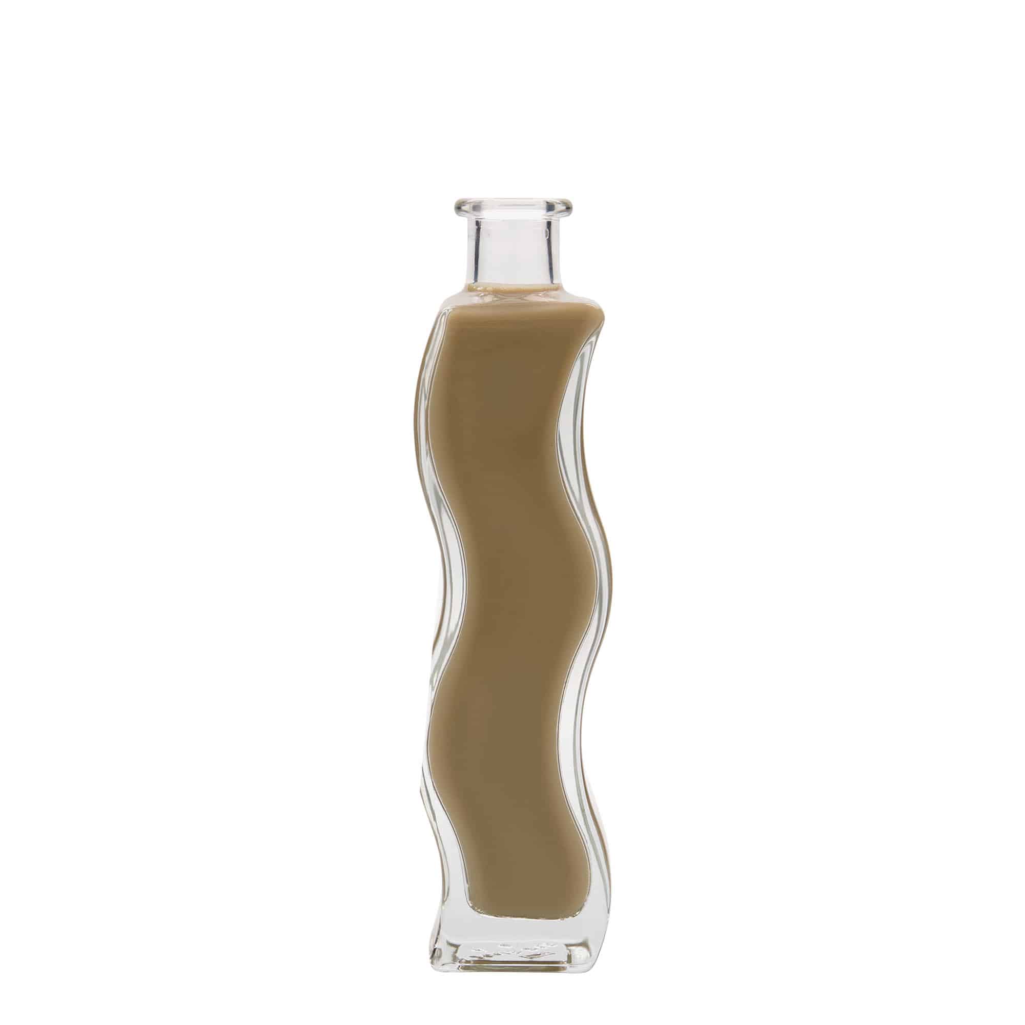 200 ml skleněná láhev 'Vlna', čtvercová, hrdlo: korek