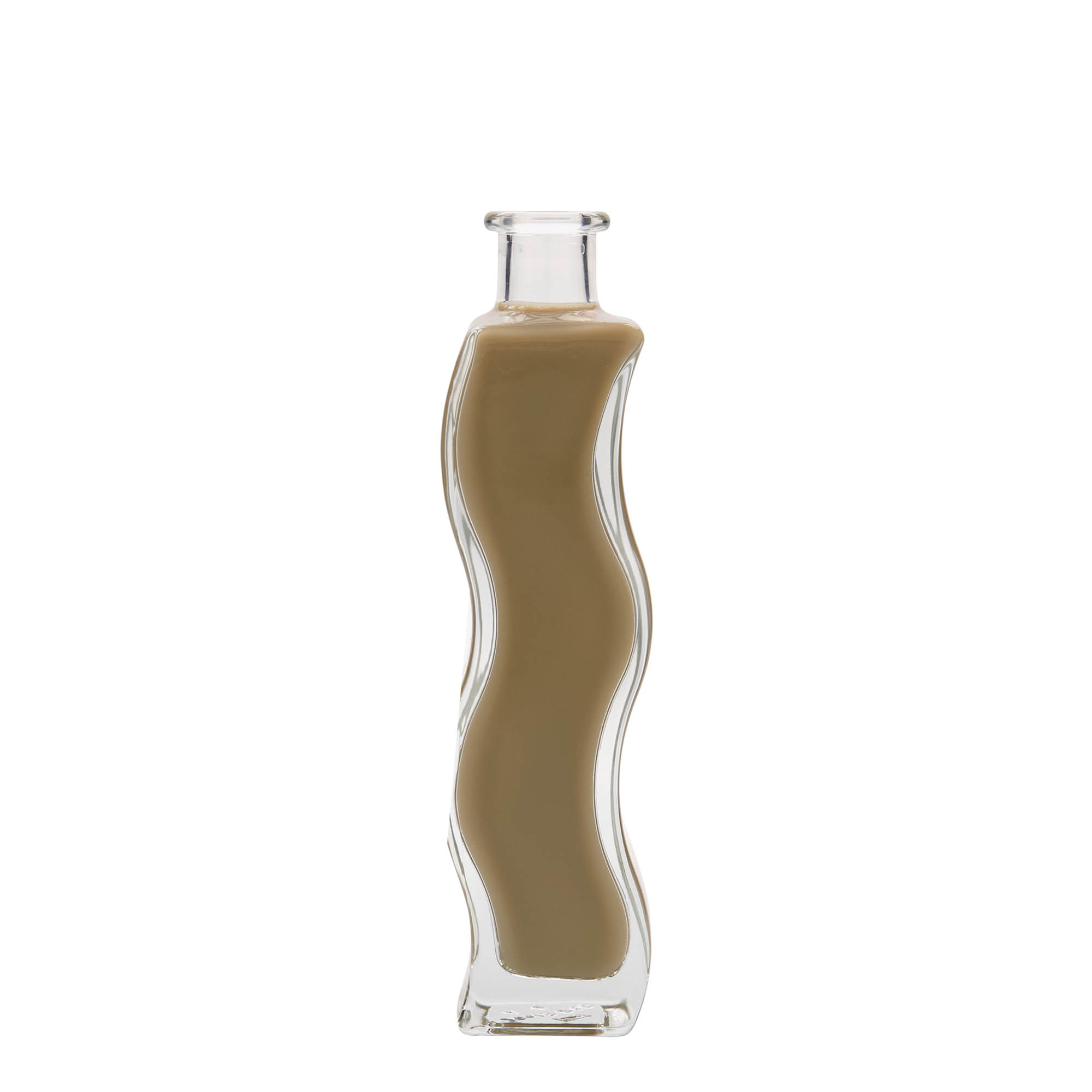 200 ml skleněná láhev 'Vlna', čtvercová, hrdlo: korek