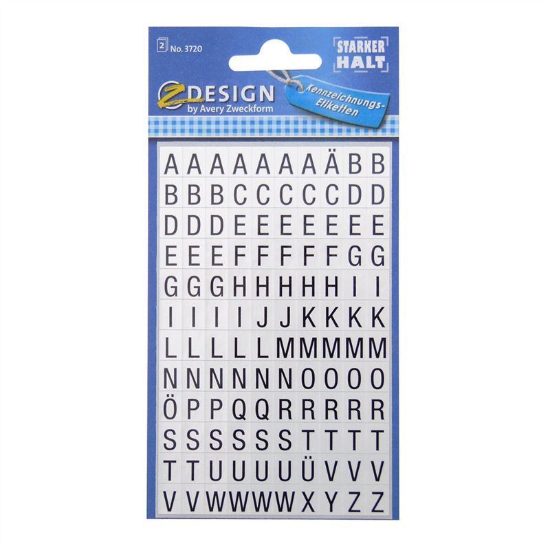 Zweckform nálepky „Abeceda“, plast, černé Zweckform nálepky „Abeceda“, plast, černé