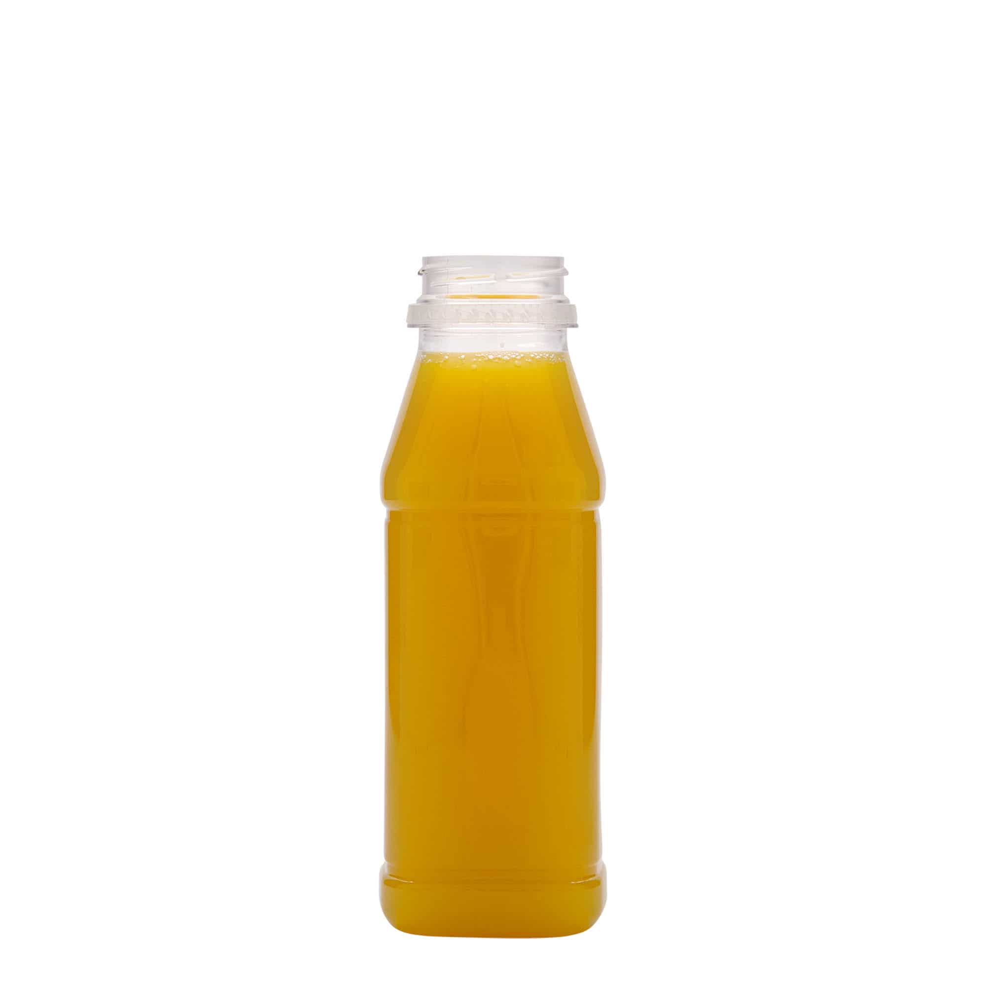 PET lahev 330 ml 'Milk and Juice Carré', čtvercová, plast, ústí: 38 mm