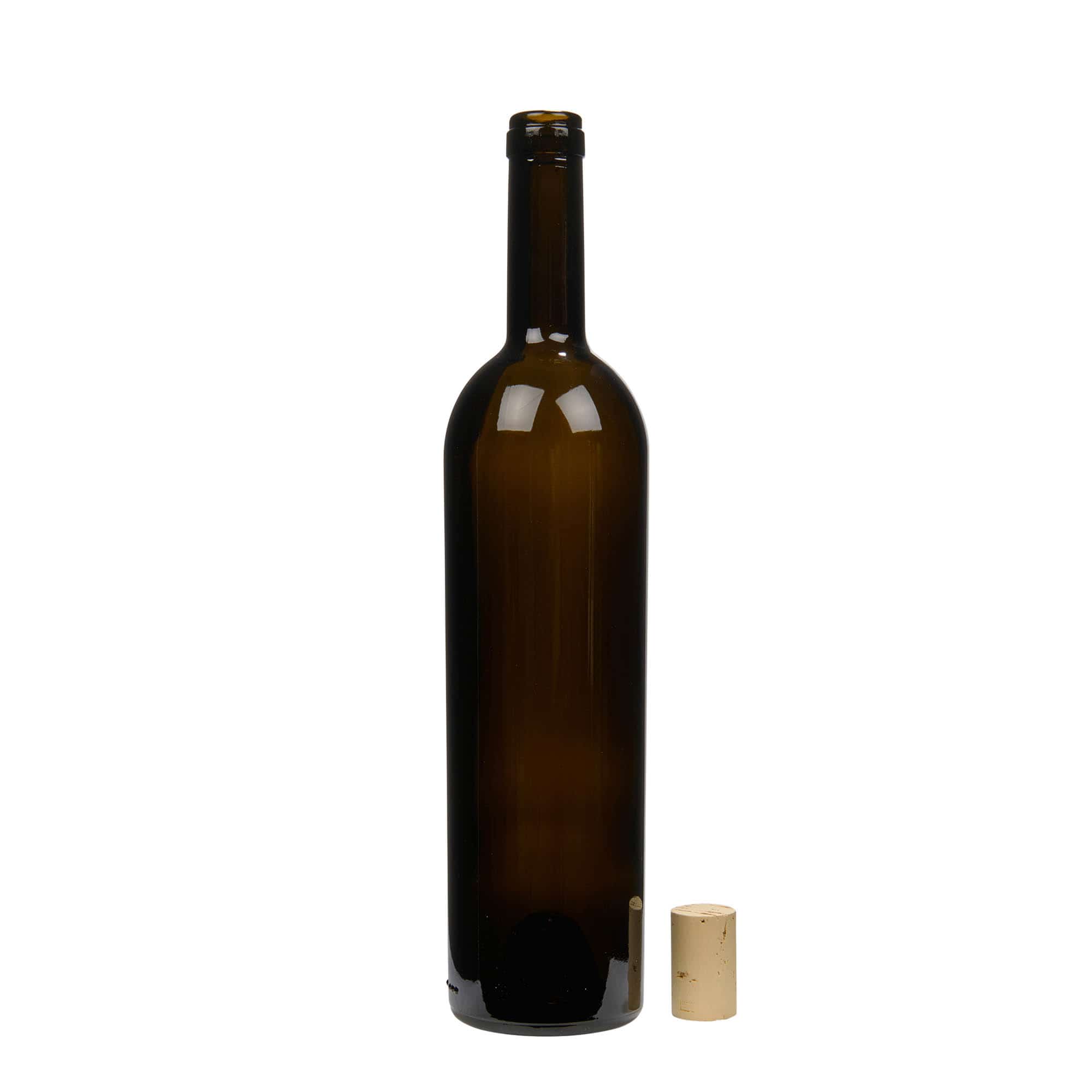 Lahev na víno 750 ml 'Liberty', starožitná zelená, uzávěr: korek