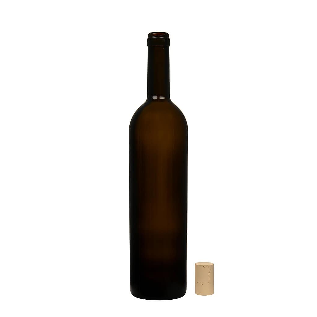 750 ml lahve na víno 'Liberty', antik zelená, hrdlo: korek