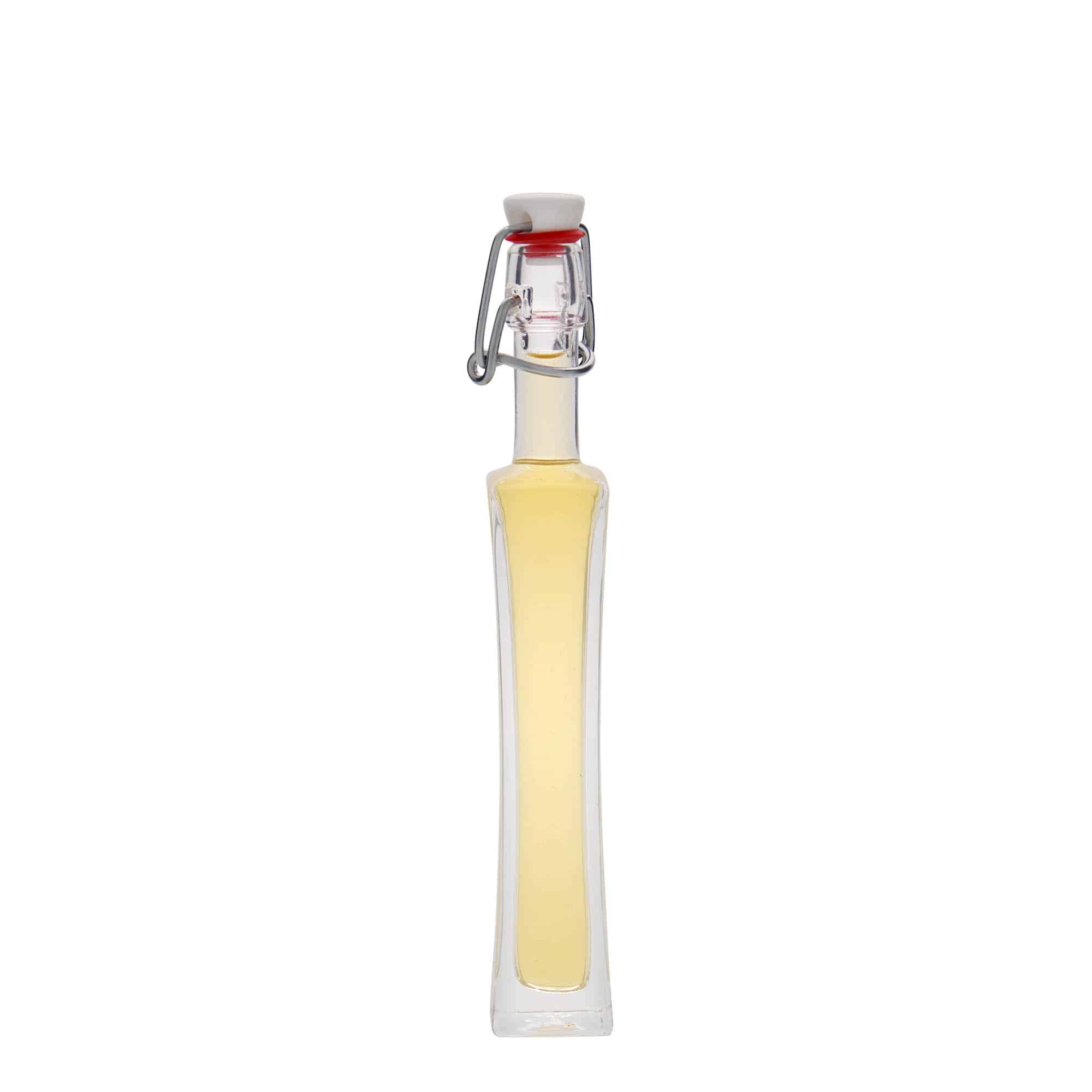 Skleněná lahev 40 ml 'Koko', čtvercová, uzávěr: třmenový uzávěr
