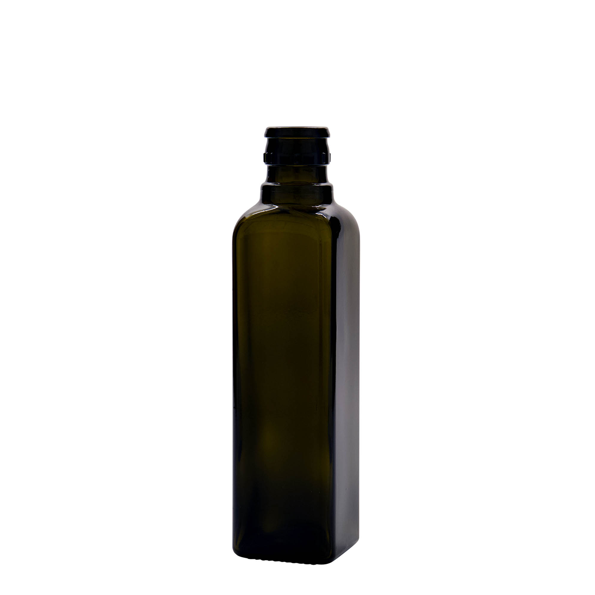 250 ml láhev na ocet/olej 'Quadra', sklo, čtvercová, antik zelená, hrdlo: DOP