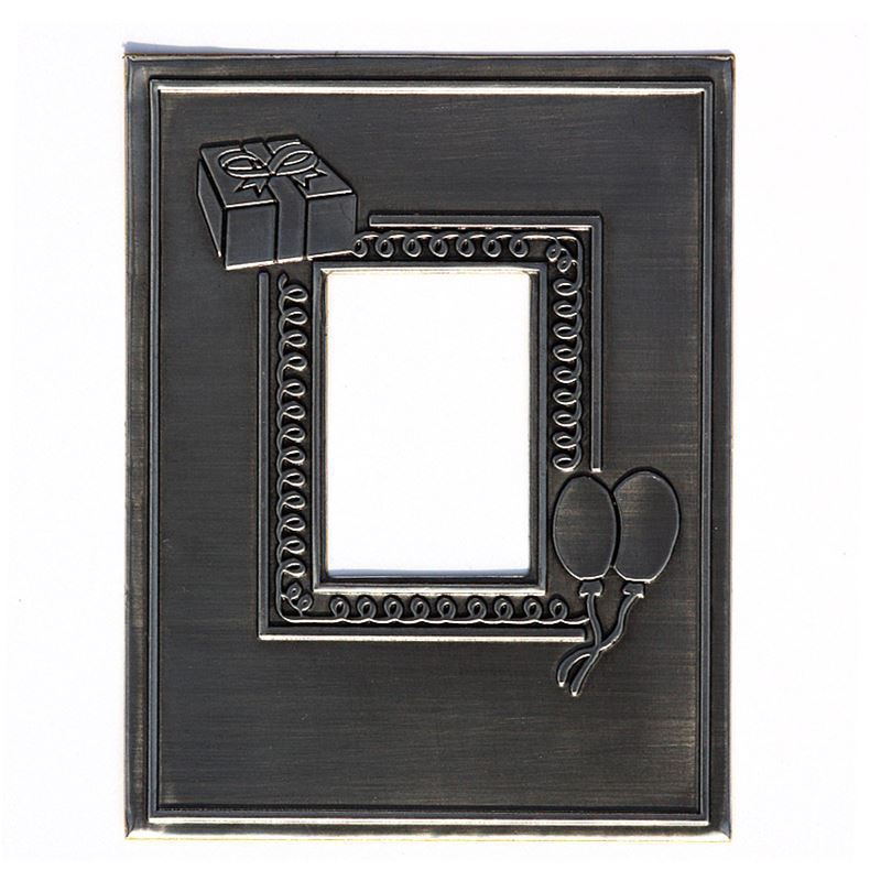 Cínový štítek 'Foto', obdélníkový, kov, stříbrný