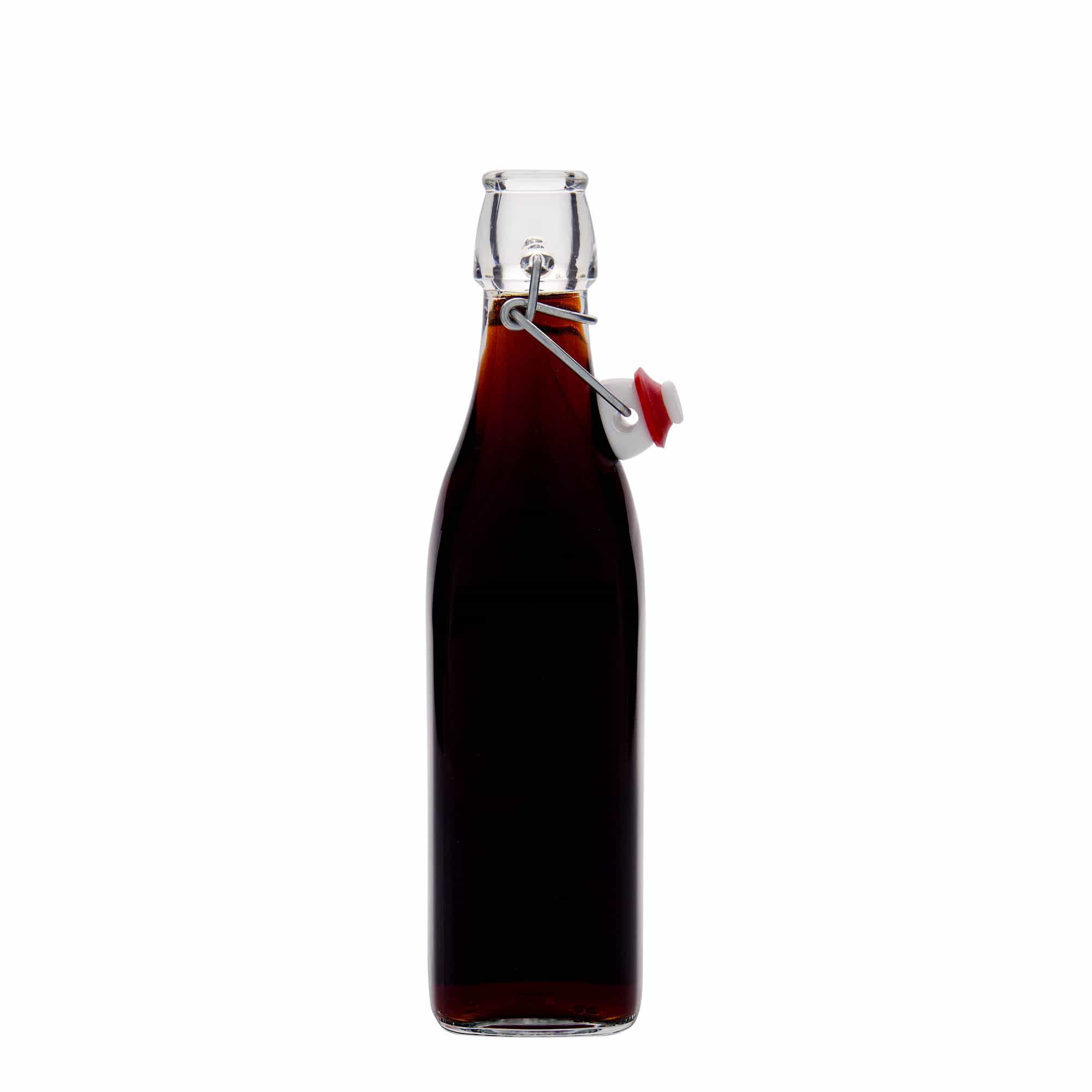 500 ml skleněná láhev 'Swing, čtvercová, hrdlo: závěsný uzávěr
