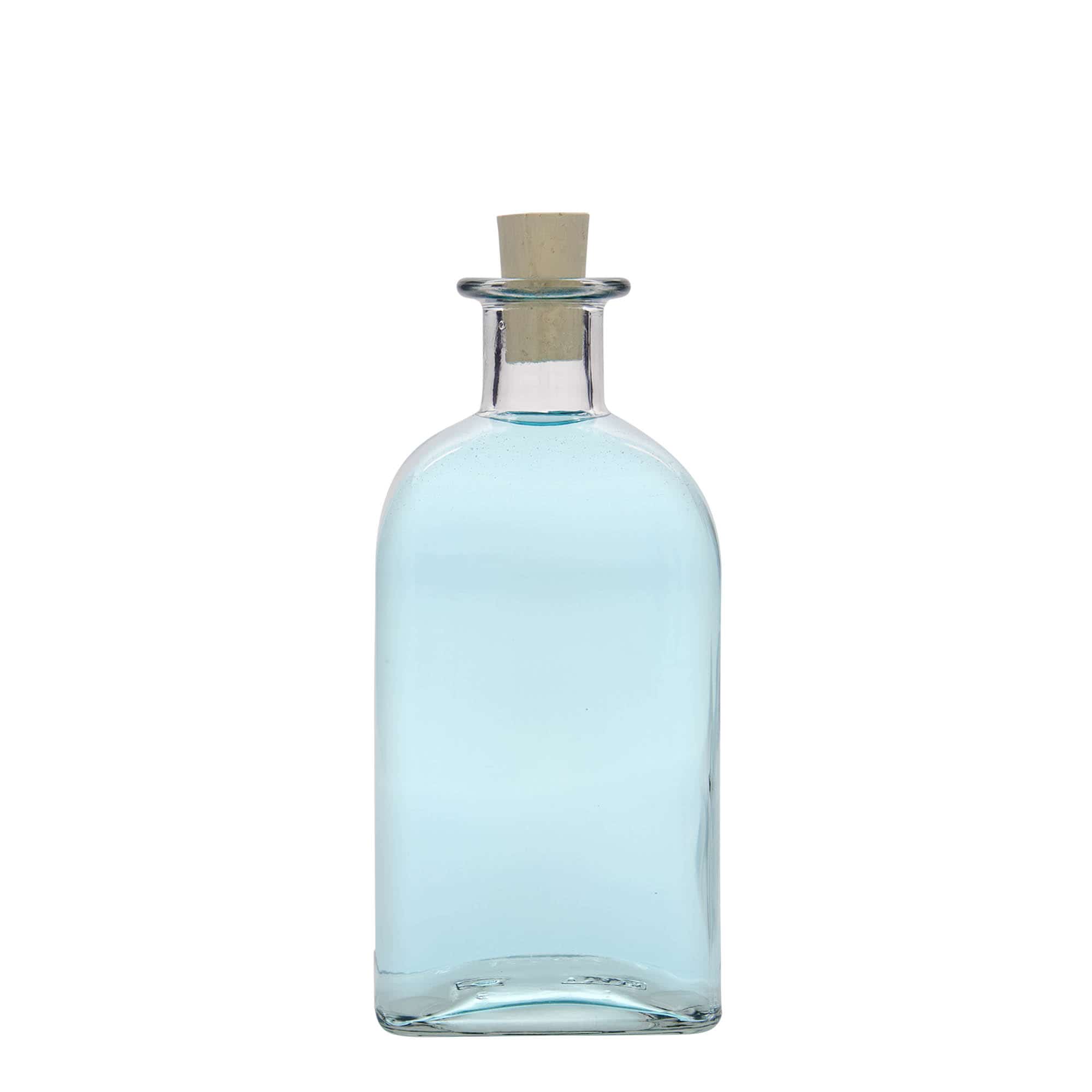 500 ml skleněná láhev Apotheker Carré, čtvercová, hrdlo: korek