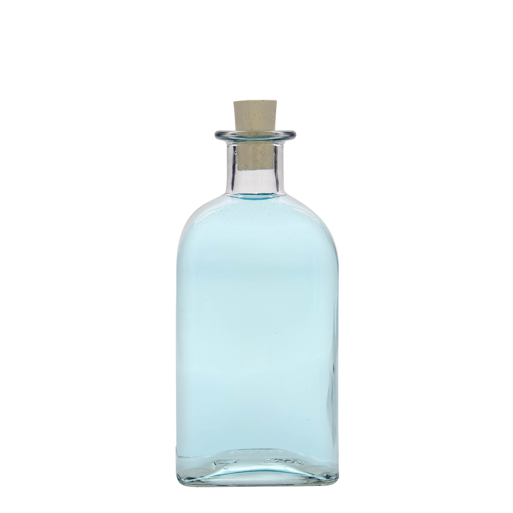 500 ml skleněná láhev Apotheker Carré, čtvercová, hrdlo: korek
