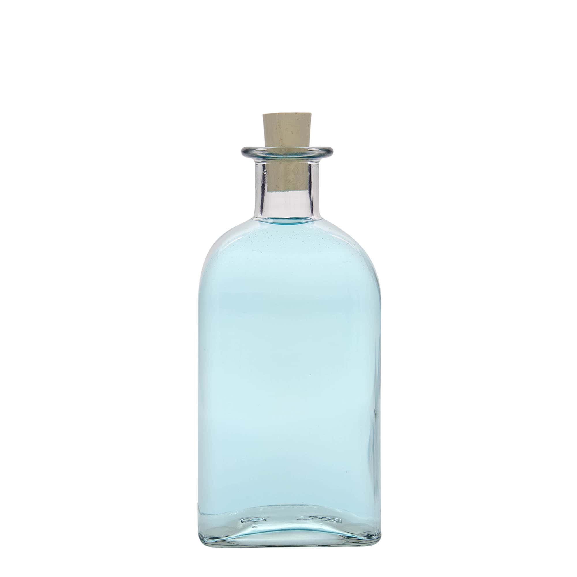 500 ml skleněná láhev Apotheker Carré, čtvercová, hrdlo: korek