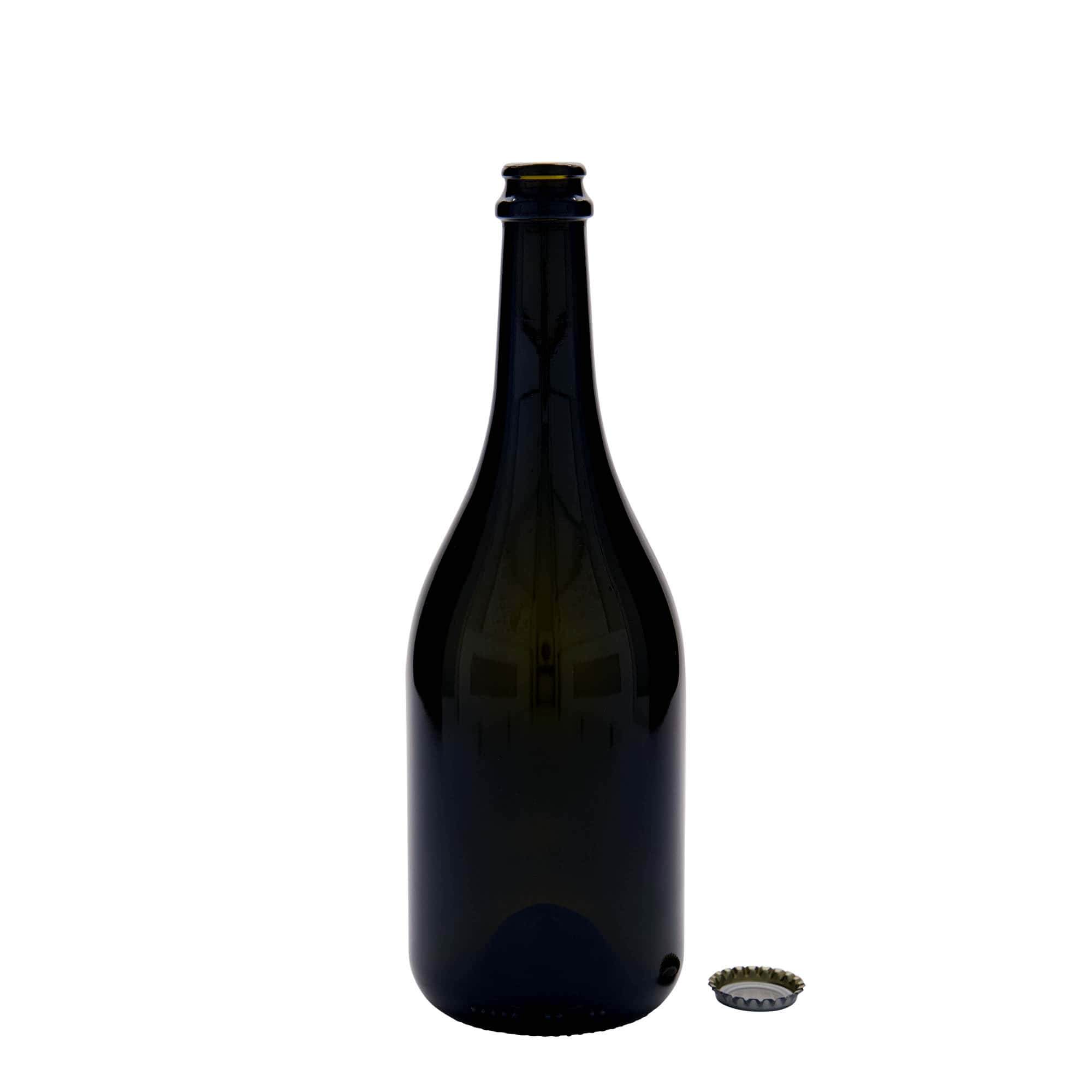 750 ml pivní láhev 'Horta', sklo, antik zelená, hrdlo: korunkový uzávěr