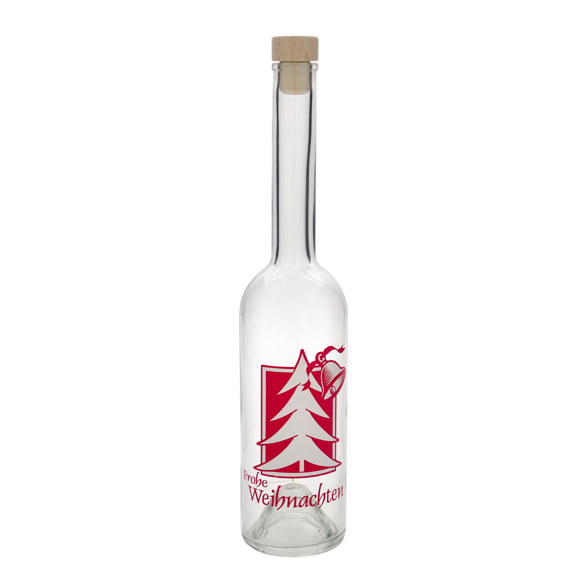 500 ml skleněná láhev 'Opera', motiv: Vánoční pozdrav, hrdlo: korek