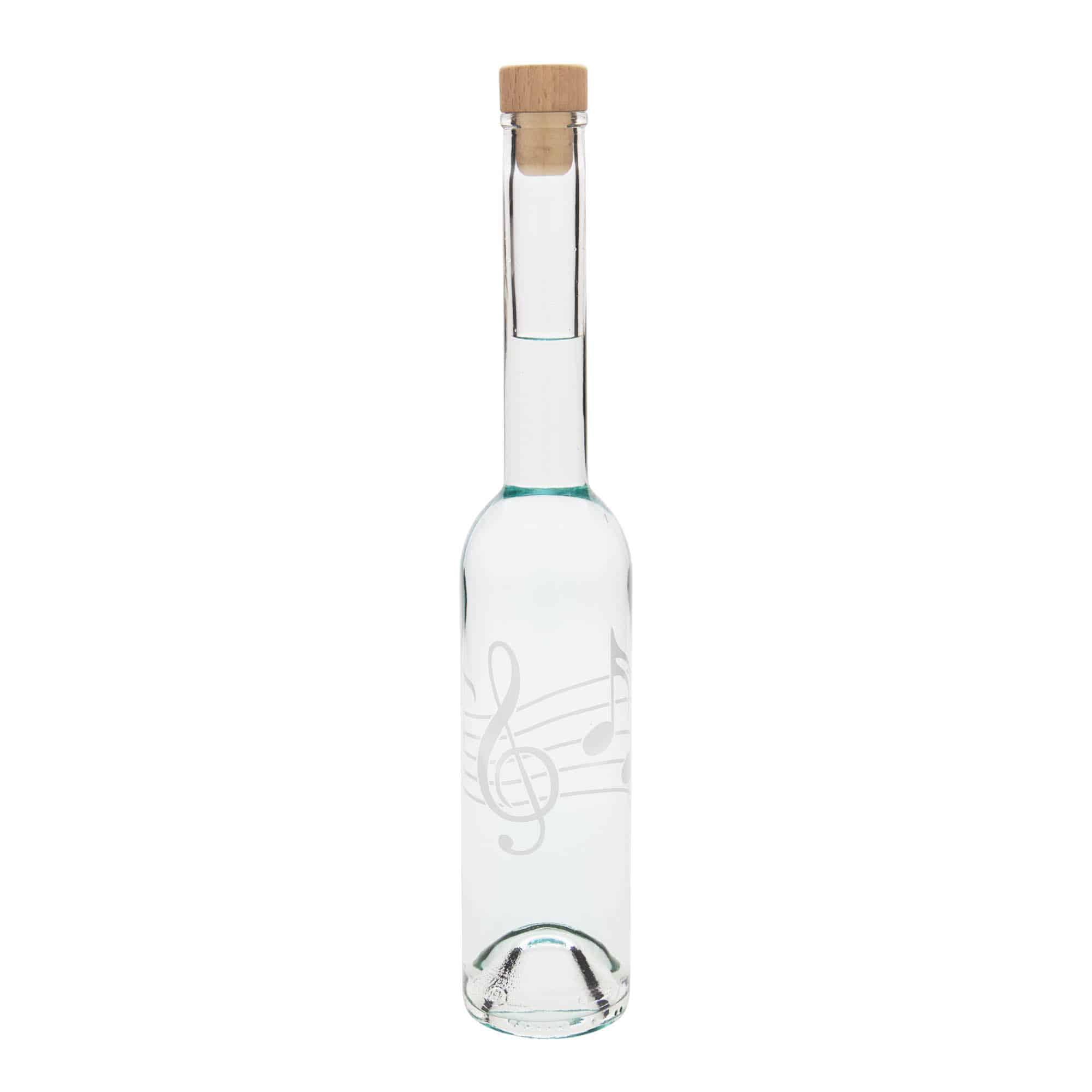 350 ml skleněná láhev 'Opera', motiv: noty, hrdlo: korek