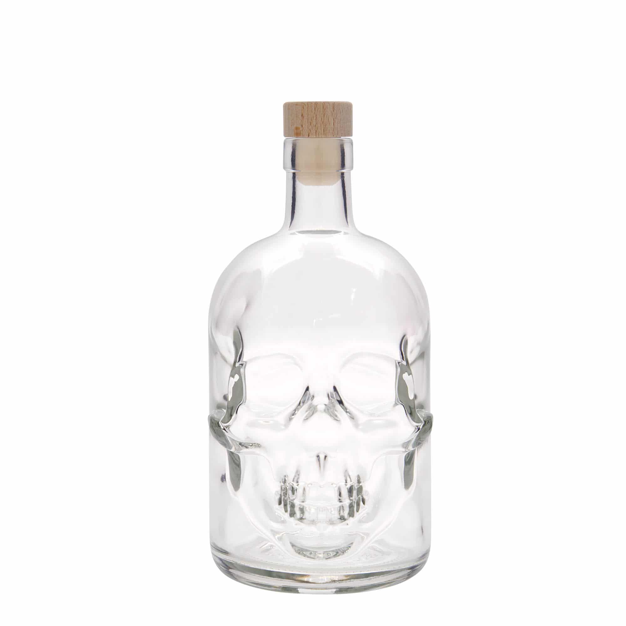 Skleněná lahev 700 ml 'Lebka', uzávěr: korek