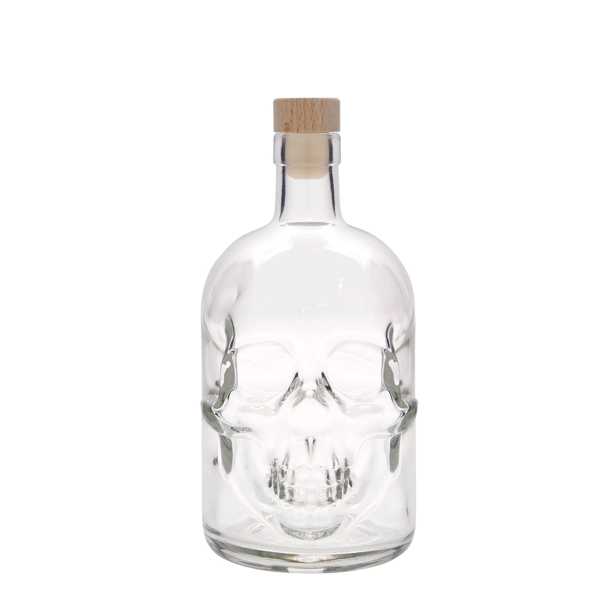 700 ml skleněná láhev 'Lebka', hrdlo: korkové