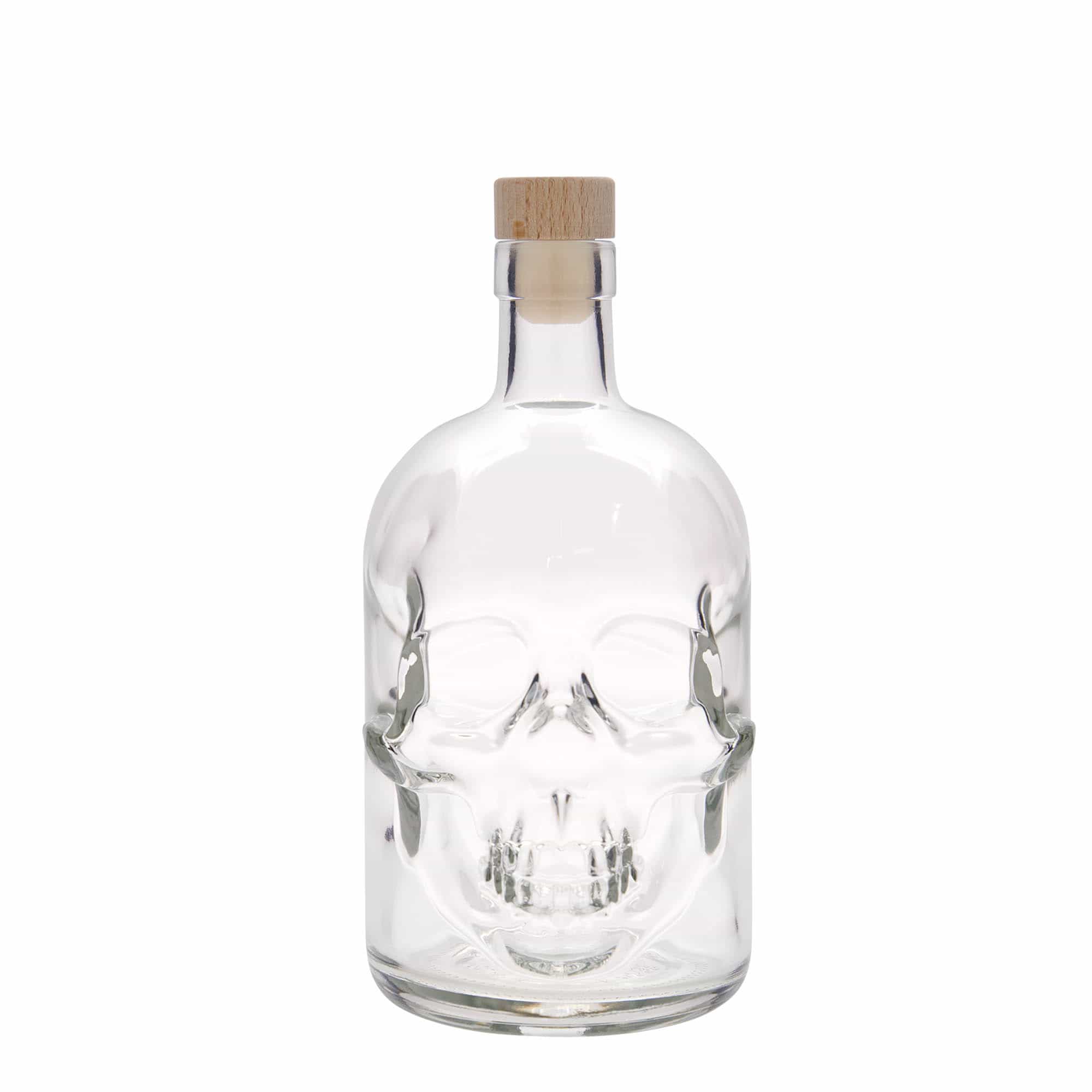 700 ml skleněná láhev „Lebka“, hrdlo: korkové