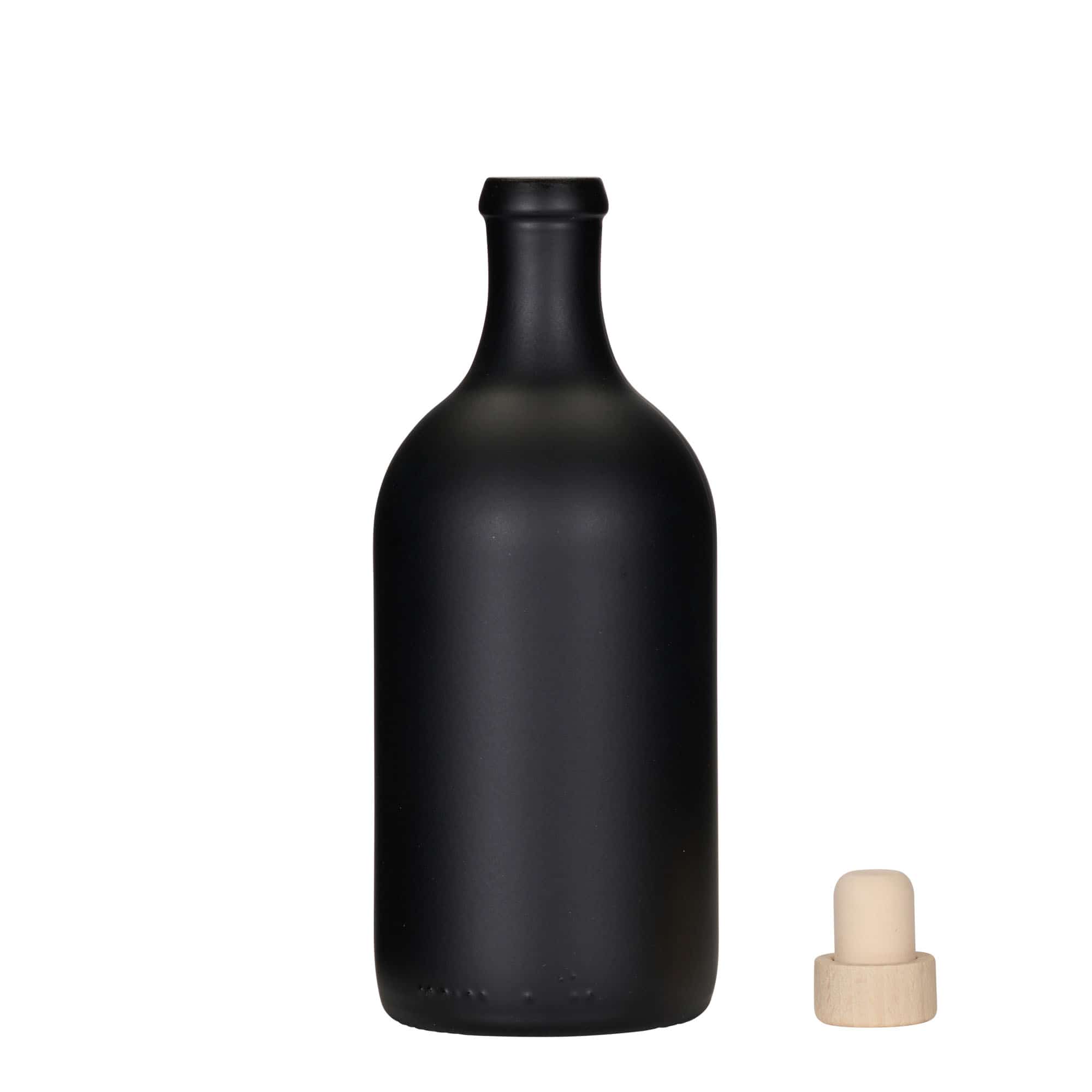 Skleněná lahev 500 ml 'Ginevra Leggera', černá, uzávěr: korek