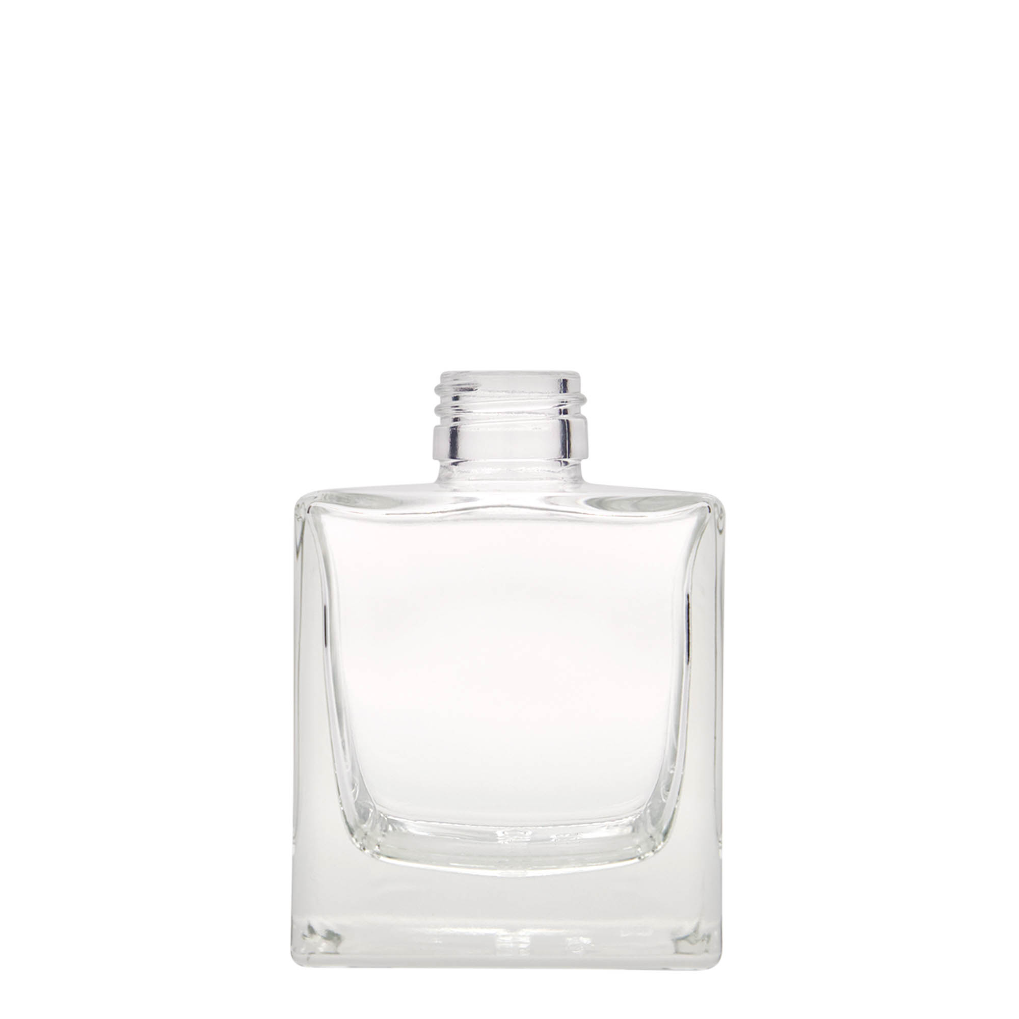 200 ml skleněná láhev 'Cube', čtvercová, hrdlo: PP 28